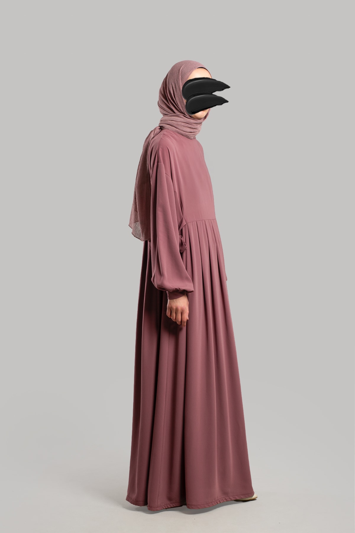 Bağlamalı Pileli Ferace - Rose