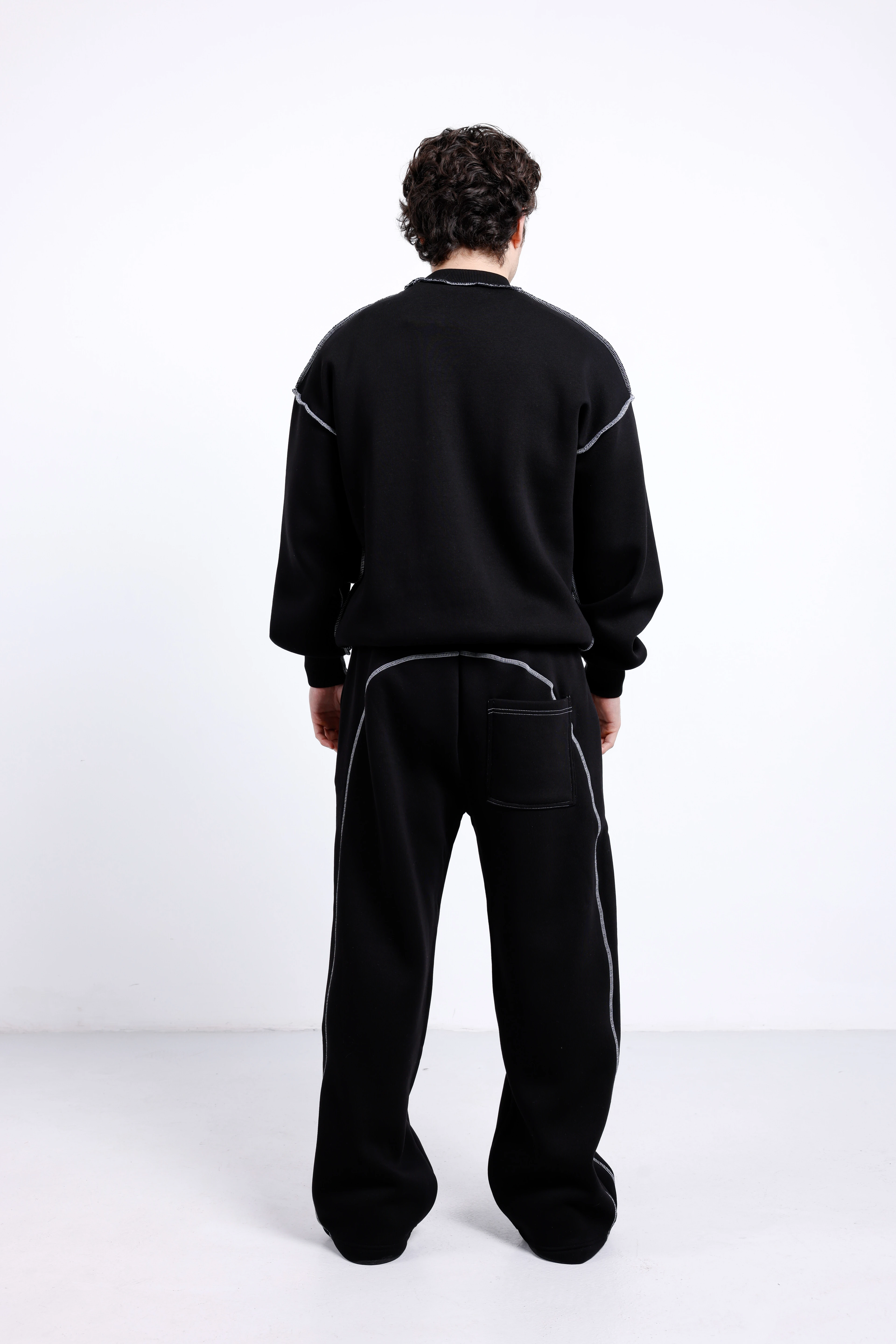 NORV Ayarlanabilir Paça Premium Oversize Eşofman Altı ( Kışlık Beyaz Karyoka Detaylı)