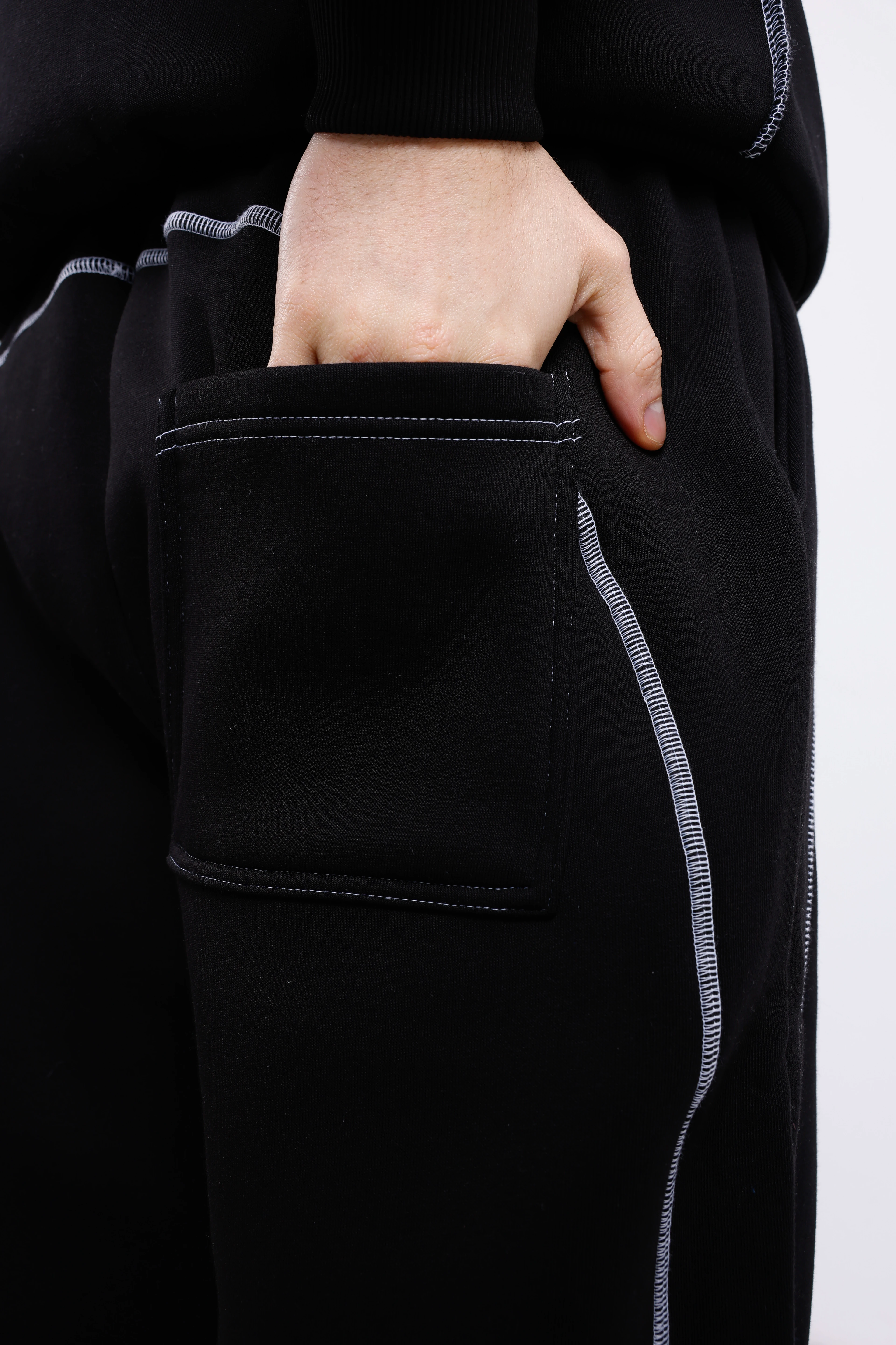 NORV Ayarlanabilir Paça Premium Oversize Eşofman Altı ( Kışlık Beyaz Karyoka Detaylı)