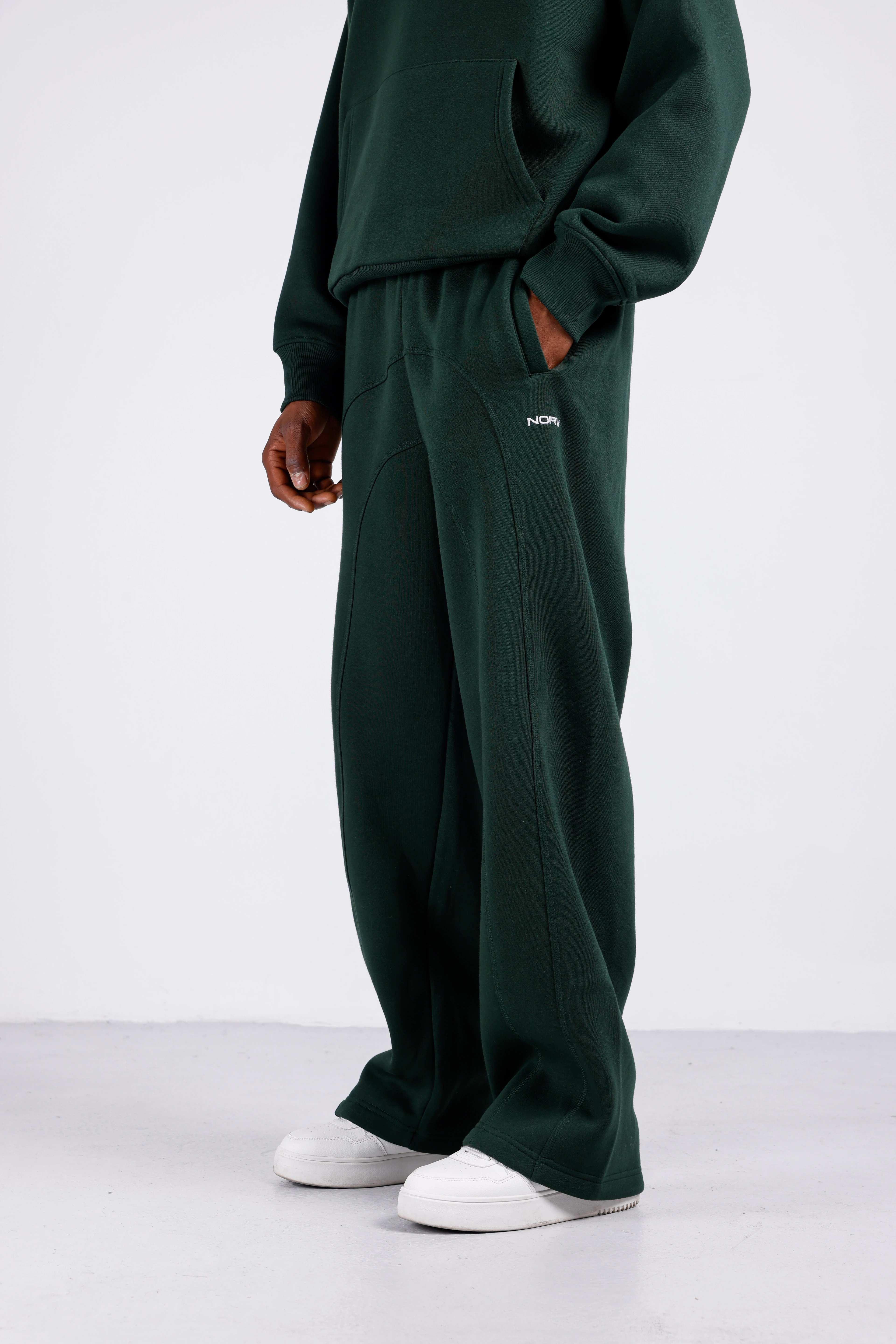 NORV  Ayarlanabilir Paça Premium Oversize Eşofman Altı ( Kışlık Karyoka Detaylı) - Yeşil