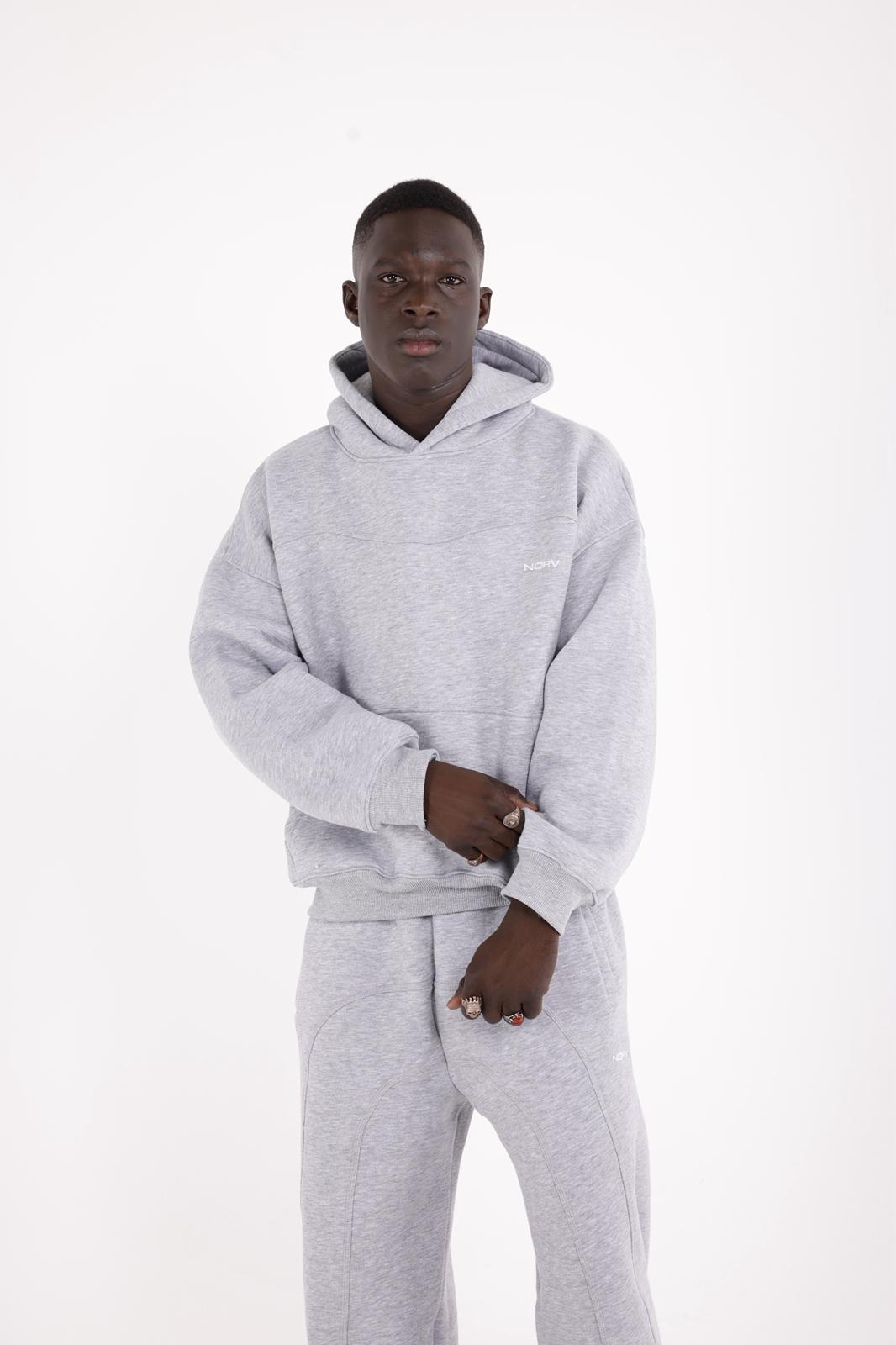 NORV Premium Oversize Hoodie (Karyoka Detaylı) - Gri