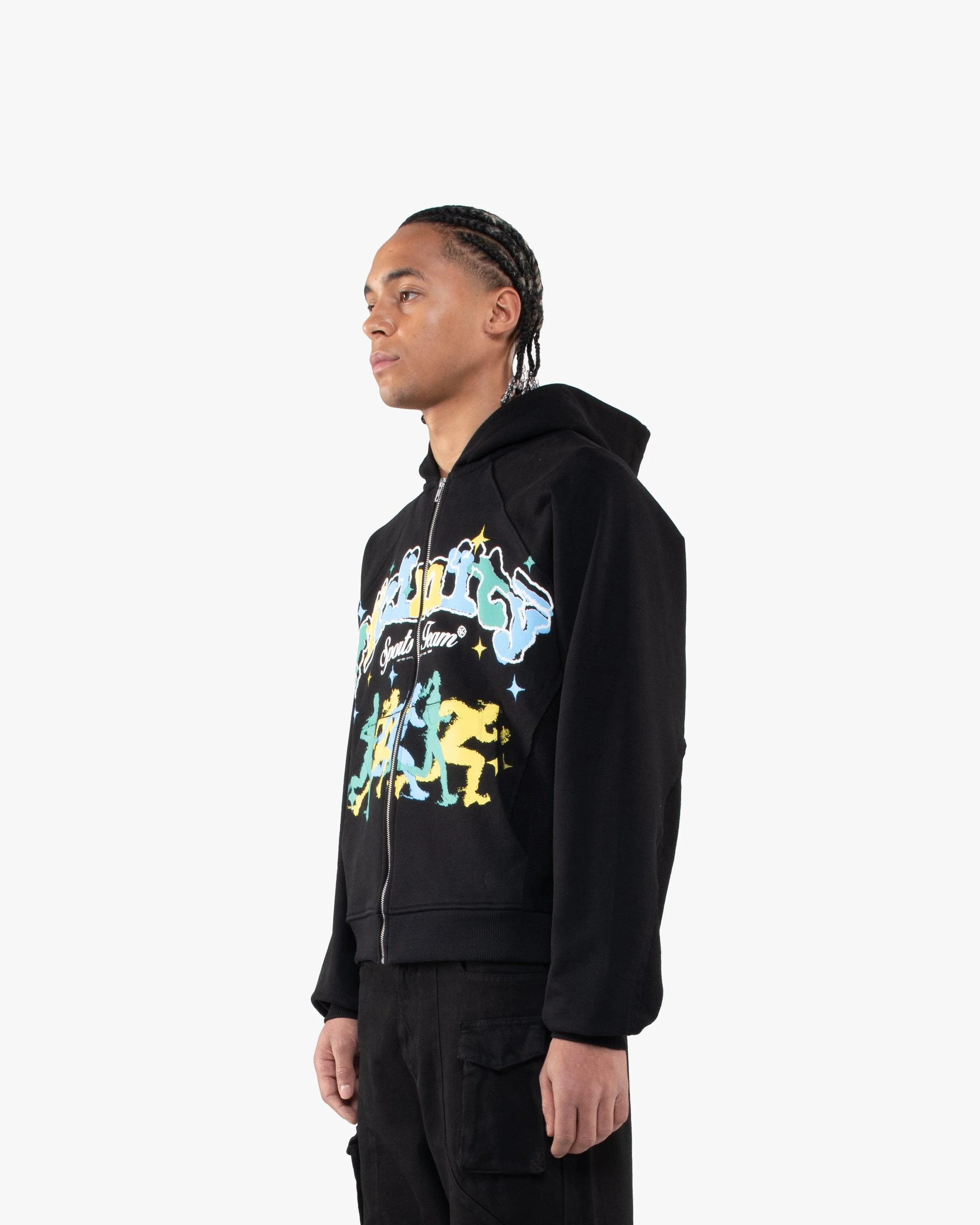SPORTS TEAM INSIDE OUT ZIP HOODIE BLACK
