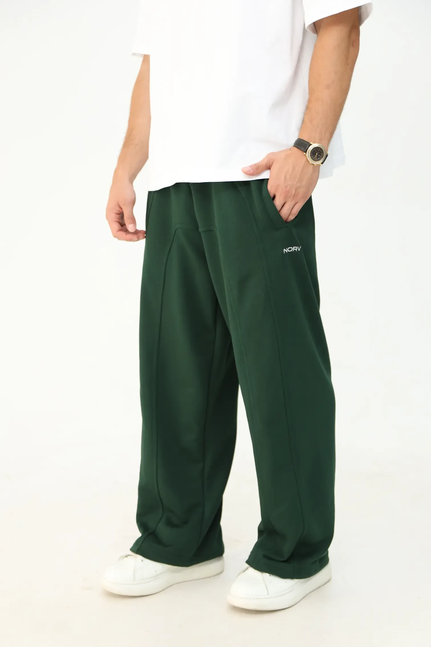 NORV Ayarlanabilir Paça Premium Oversize Eşofman Altı (Yazlık Karyoka Detaylı) - Yeşil
