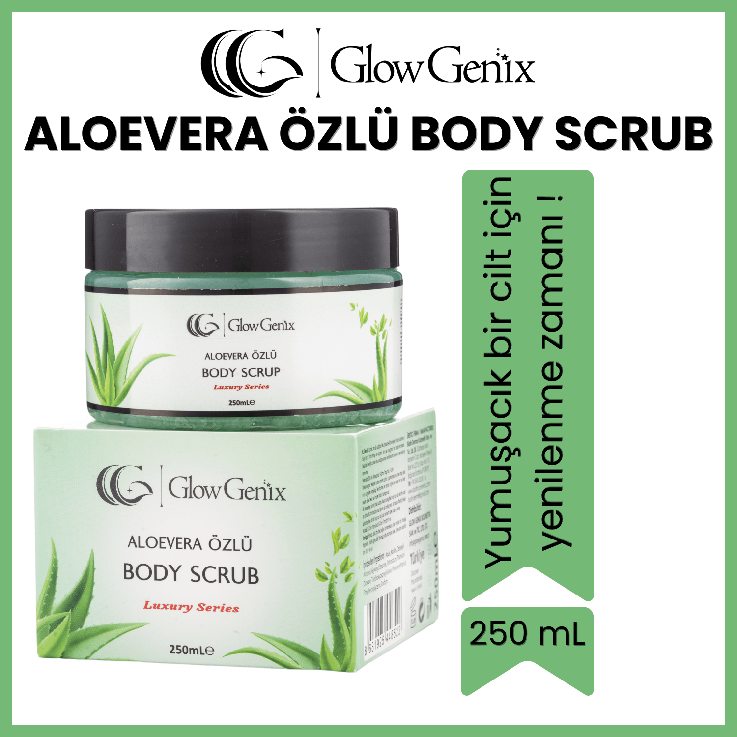 Aloe Vera Özlü Body Scrub | Nemlendirici, Besleyici, Arındırıcı Vücut Peelingi | 250 mL