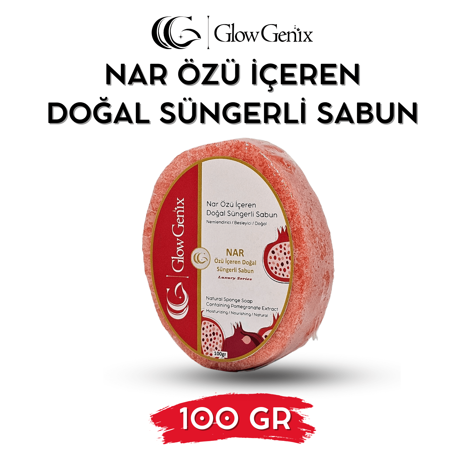 Nar Özü İçeren Doğal Süngerli Sabun | 100 gr