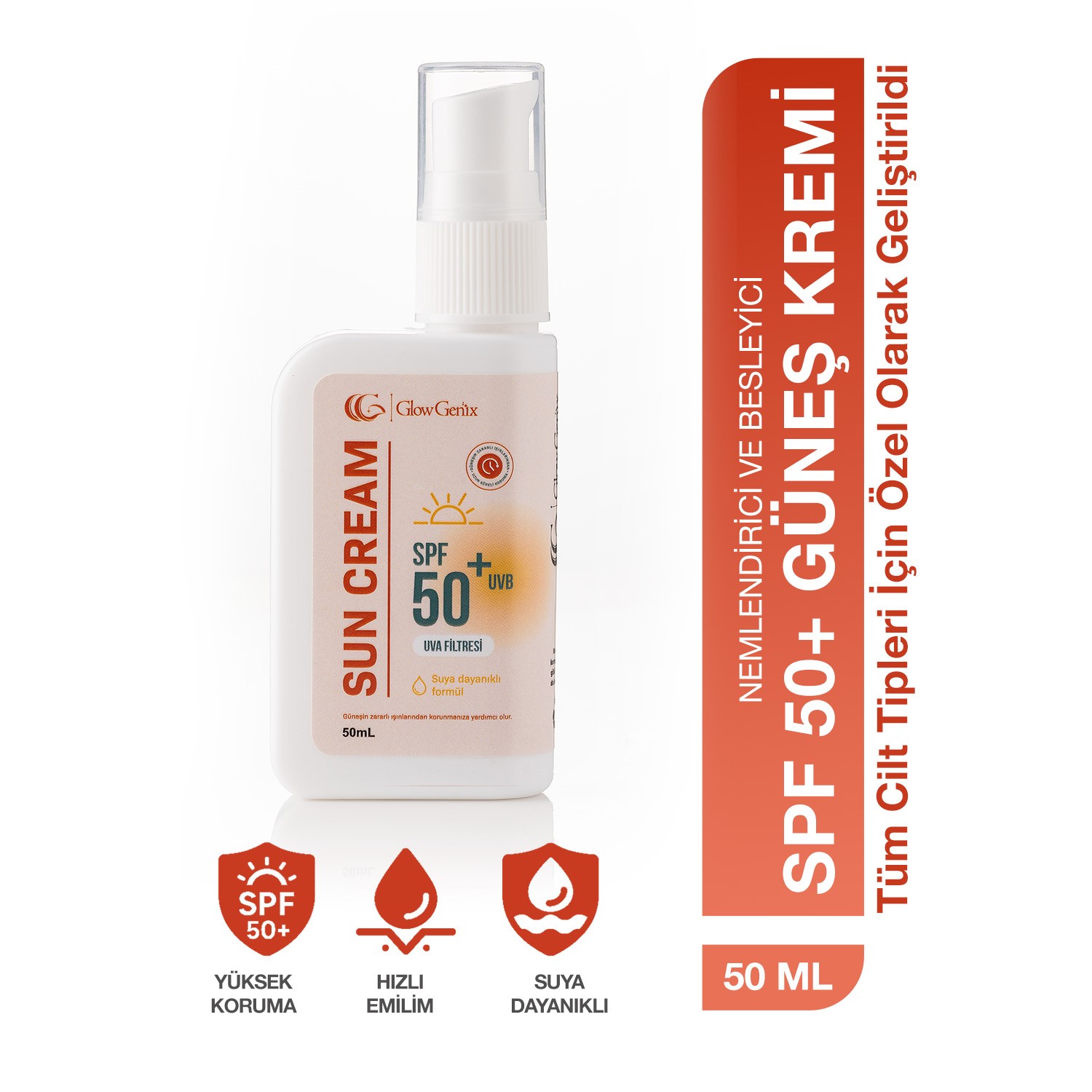Tüm Cilt Tiplerine Uygun SPF 50+ Güneş Kremi | 50 mL