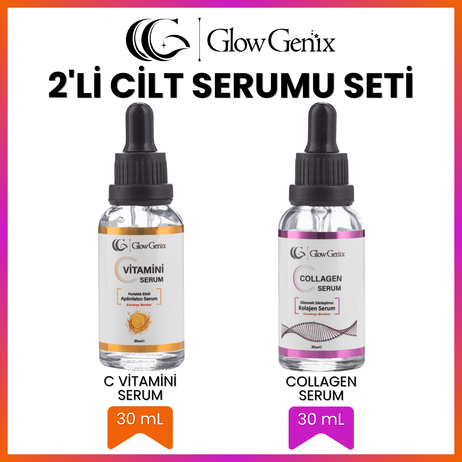 2'li Cilt Serumu Seti | C Vitamini Serum | Collagen (Kolajen) Serum