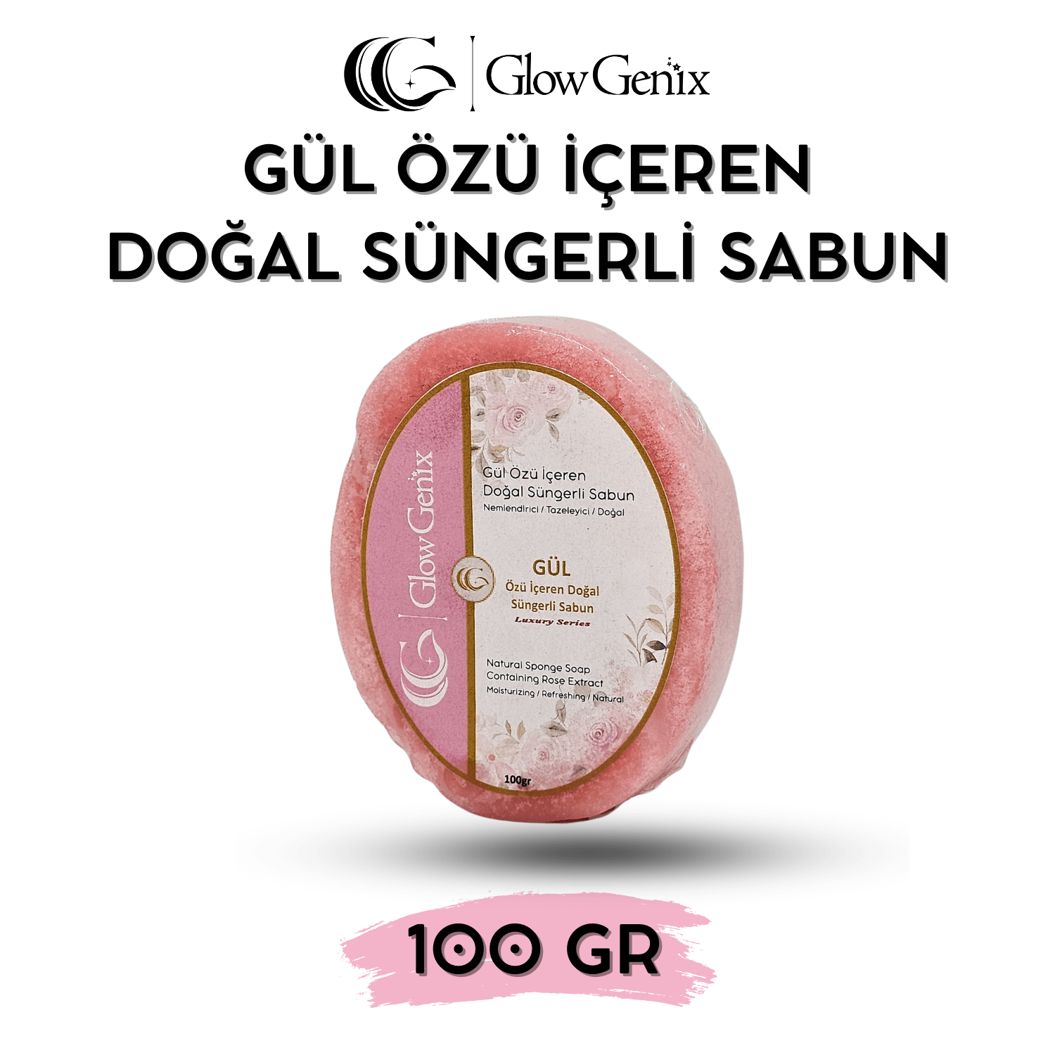 Gül Özü İçeren Doğal Süngerli Sabun | 100 gr