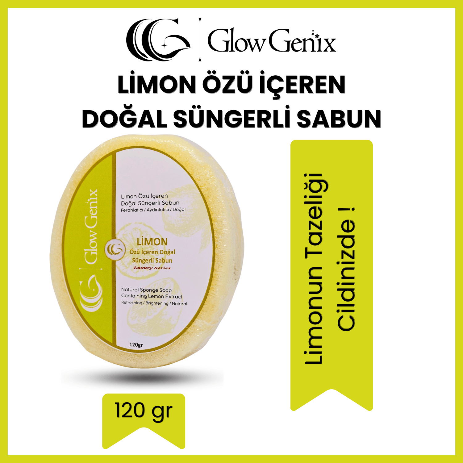 Limon Özü İçeren Doğal Süngerli Sabun | 120 gr