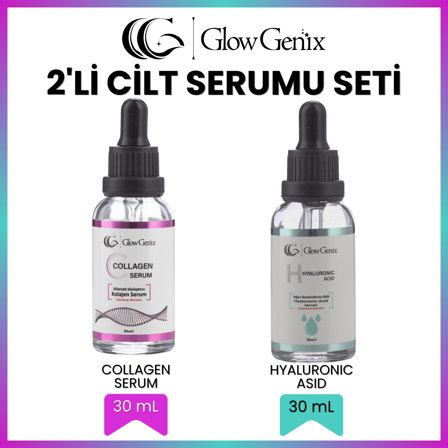 2'li Cilt Serumu Seti | Collagen (Kolajen) Serum | Hyaluronic Asid Serum