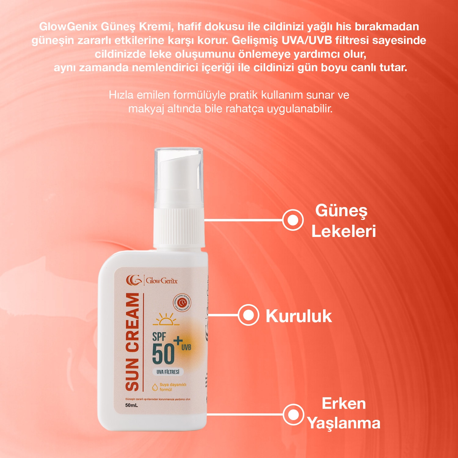 Tüm Cilt Tiplerine Uygun SPF 50+ Güneş Kremi | 50 mL