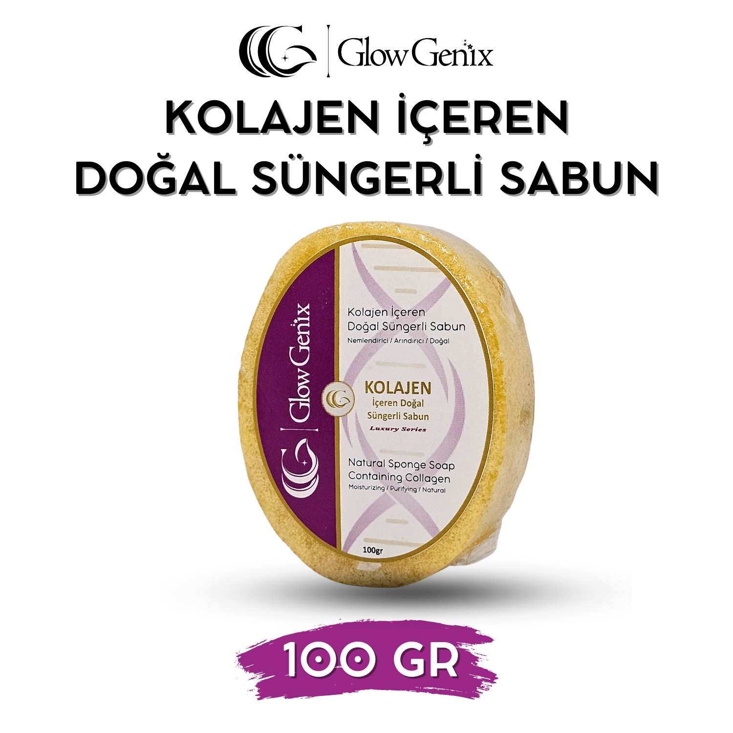 Collagen (Kolajen) İçeren Doğal Süngerli Sabun | 100 gr