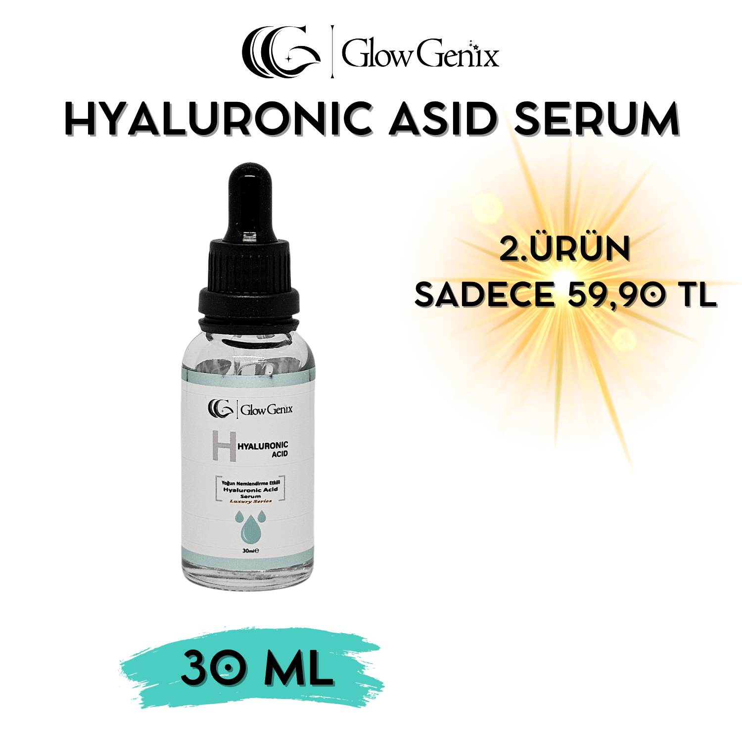 Hyaluronic Asid (Hiyalüronik Asit) Serumu | Nemlendirme Etkili, Yaşlanma Karşıtı | 30 mL