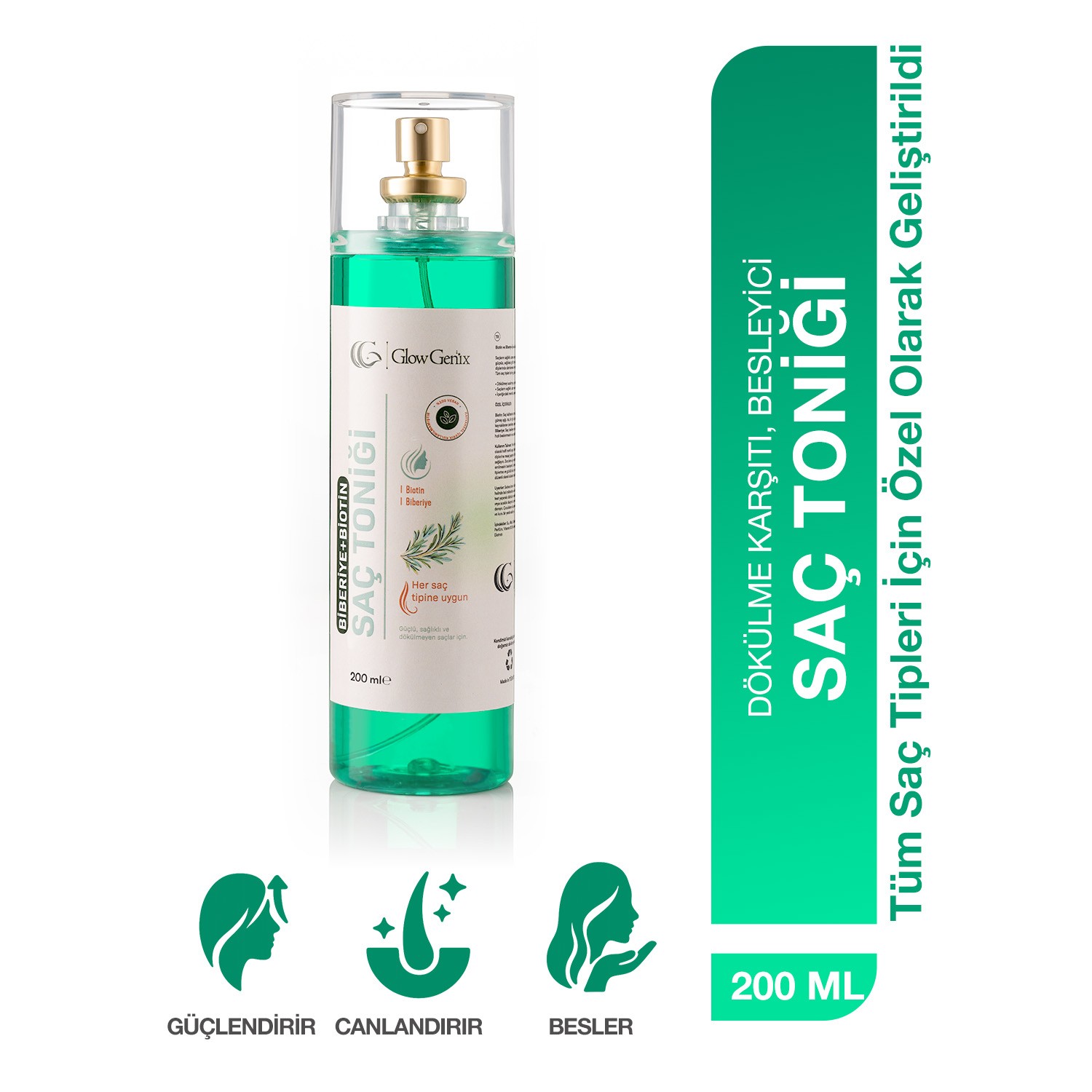 Biberiye ve Biotin İçeren %100 Doğal ve Saf Saç Toniği | 200 ml