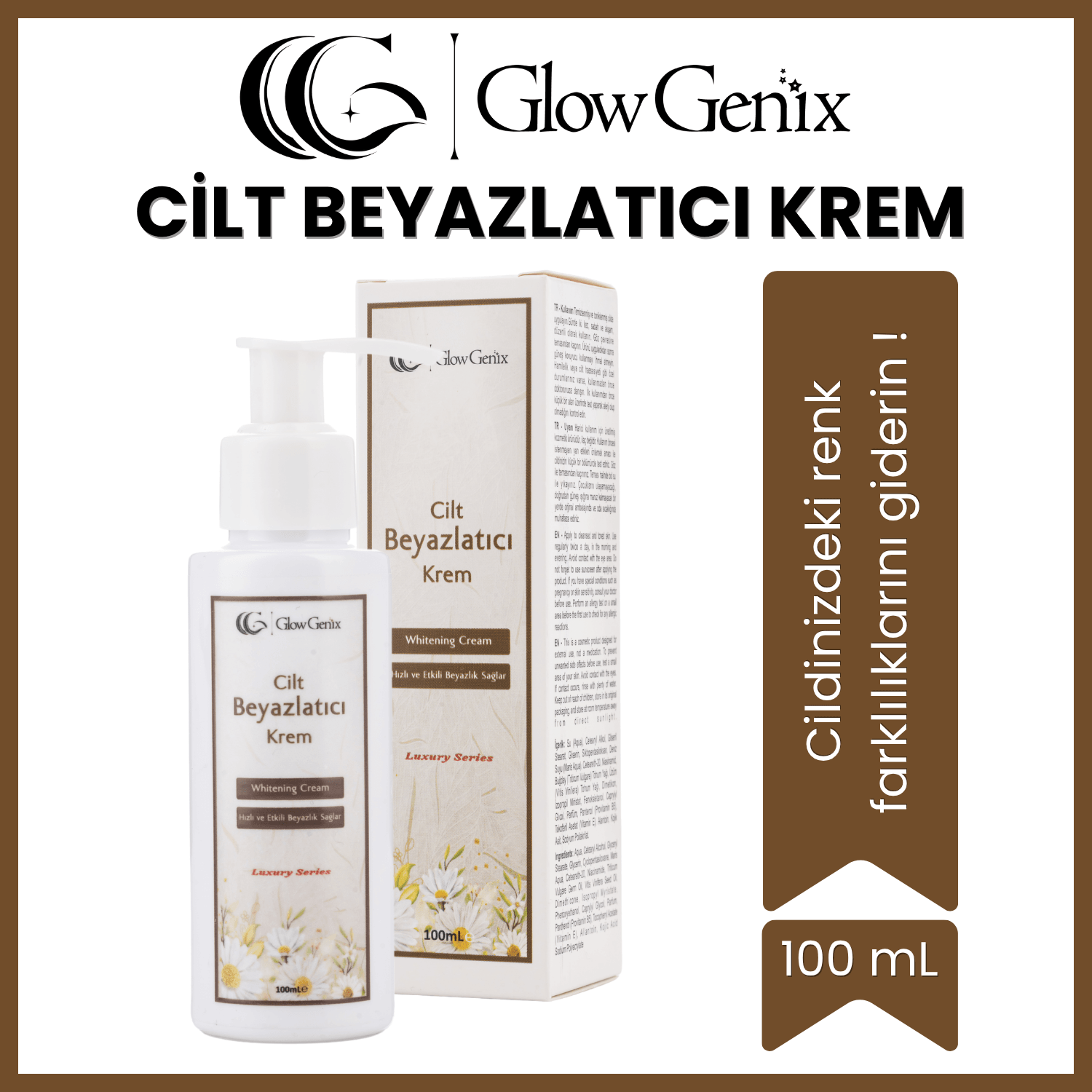 Cilt Beyazlatıcı Krem | Genital Bölge Koku Giderici, Beyazlatıcı & Intim Bakım I Koltuk Altı Kullanımına Uygun | 100 mL