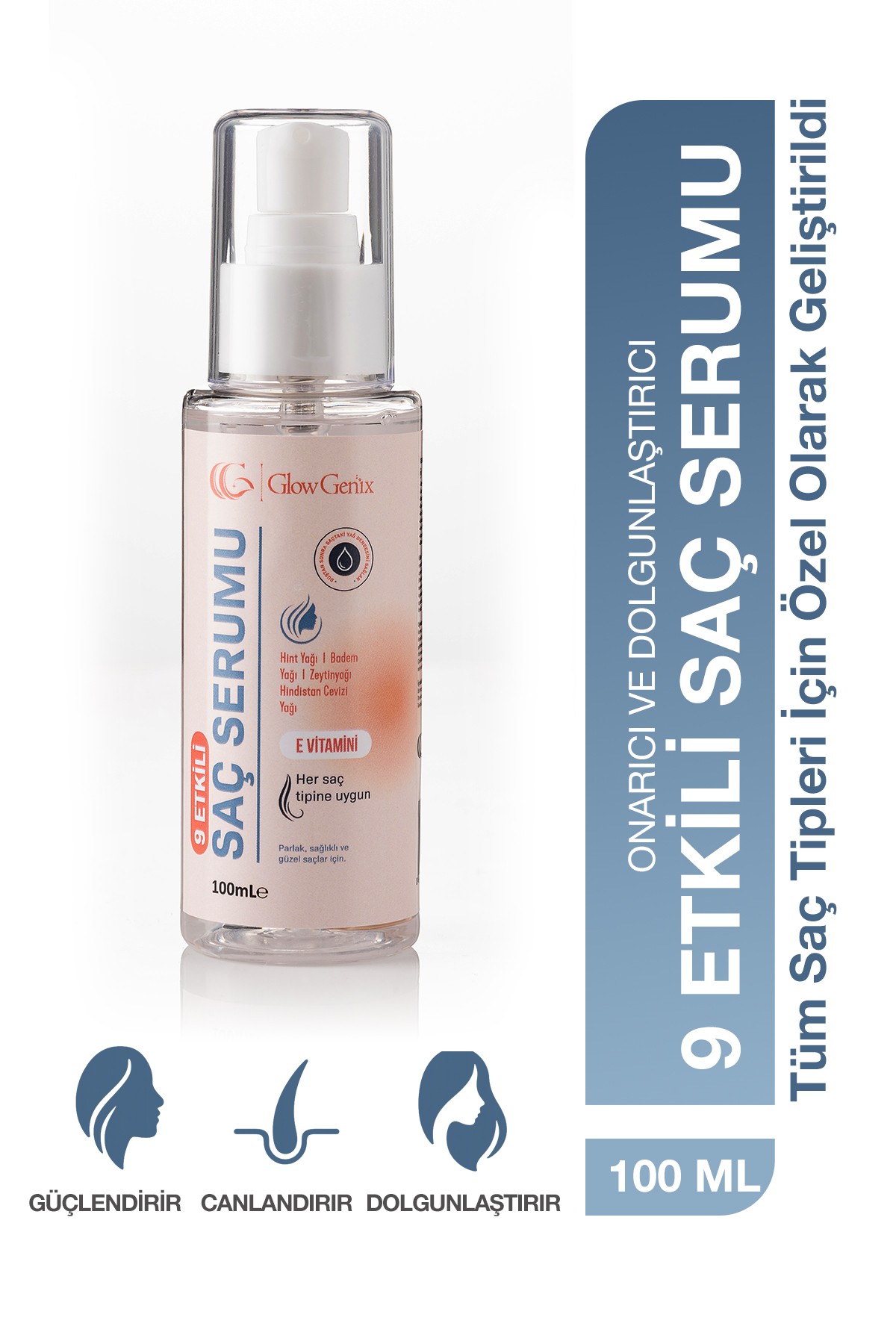 9 Etkili Saç Serumu | Kırılma Karşıtı, Onarıcı & Yoğun Çok Yönlü Besleyici | 100 mL