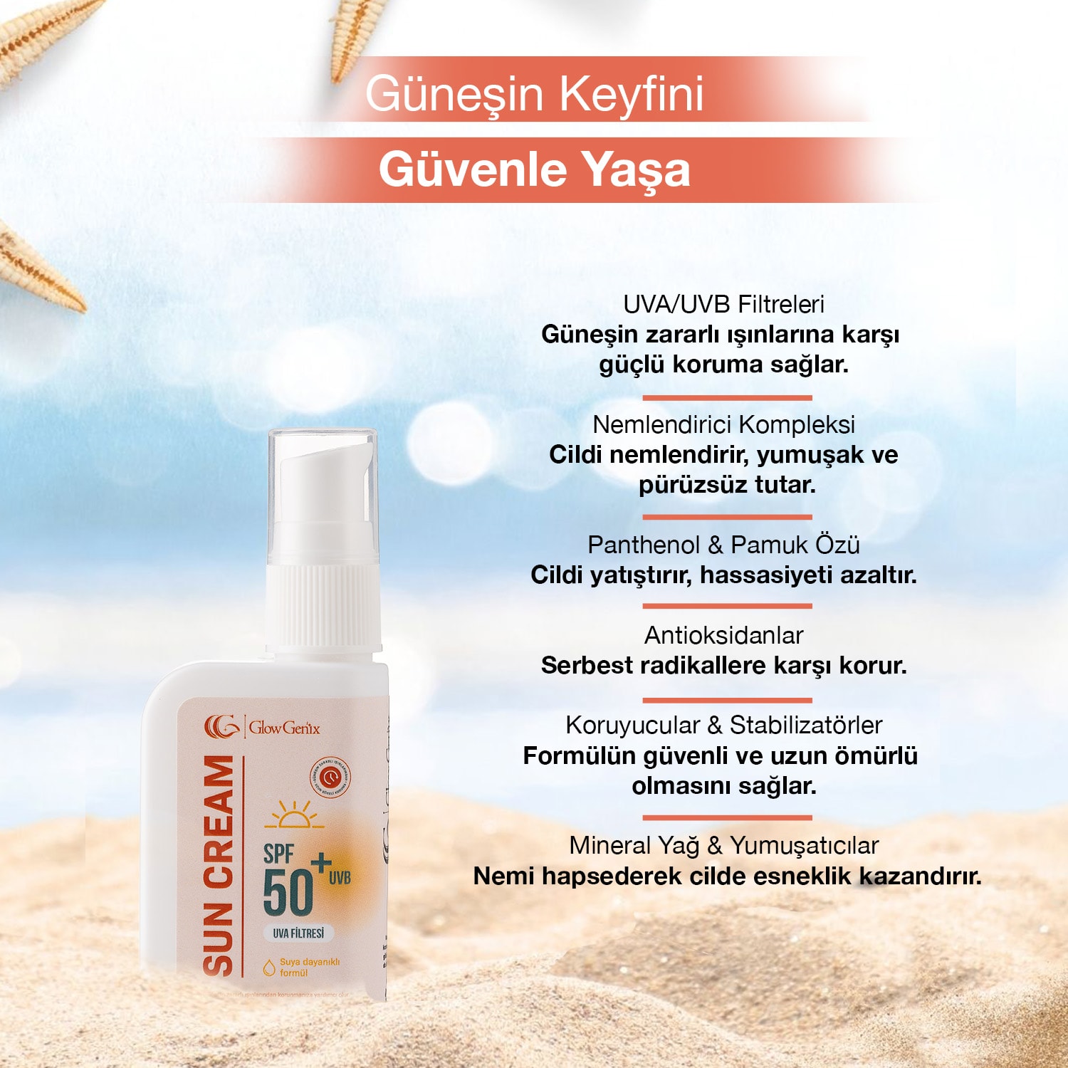 Tüm Cilt Tiplerine Uygun SPF 50+ Güneş Kremi | 50 mL
