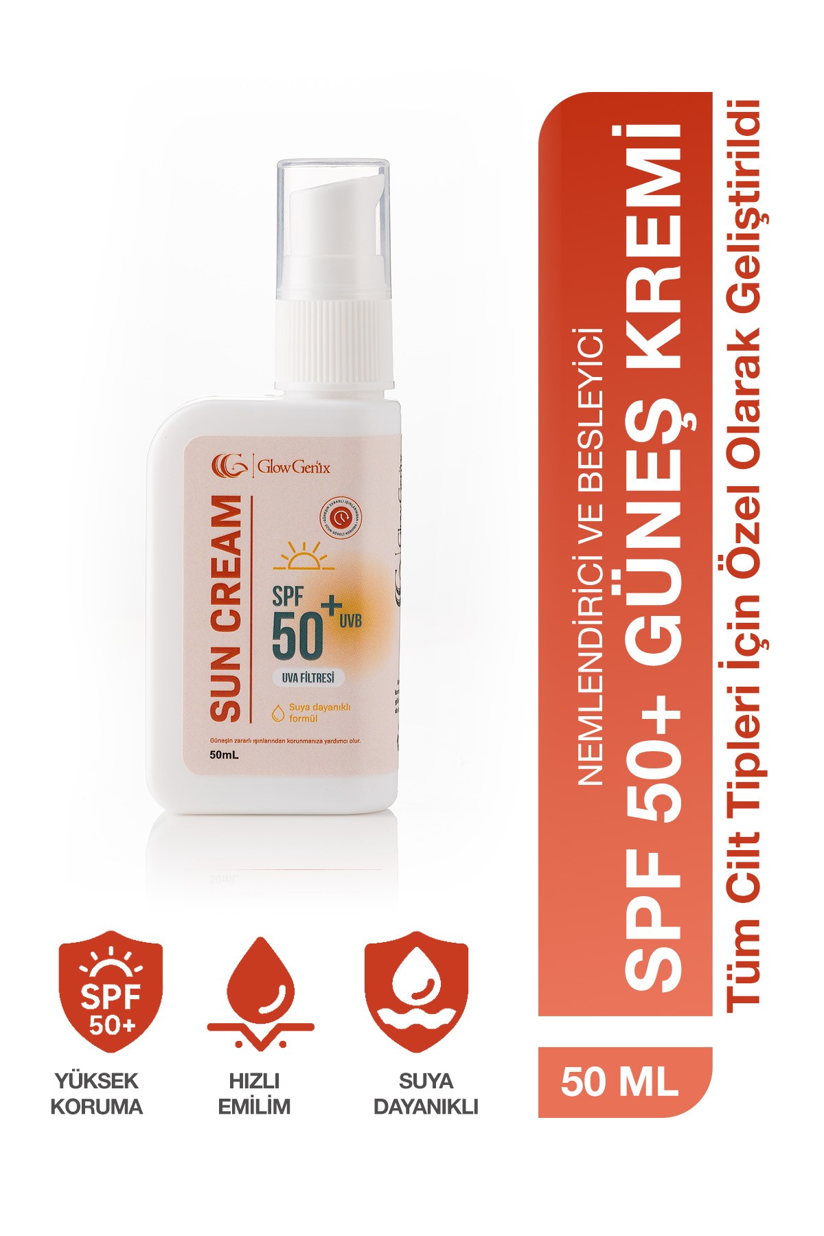 Tüm Cilt Tiplerine Uygun SPF 50+ Güneş Kremi | 50 mL