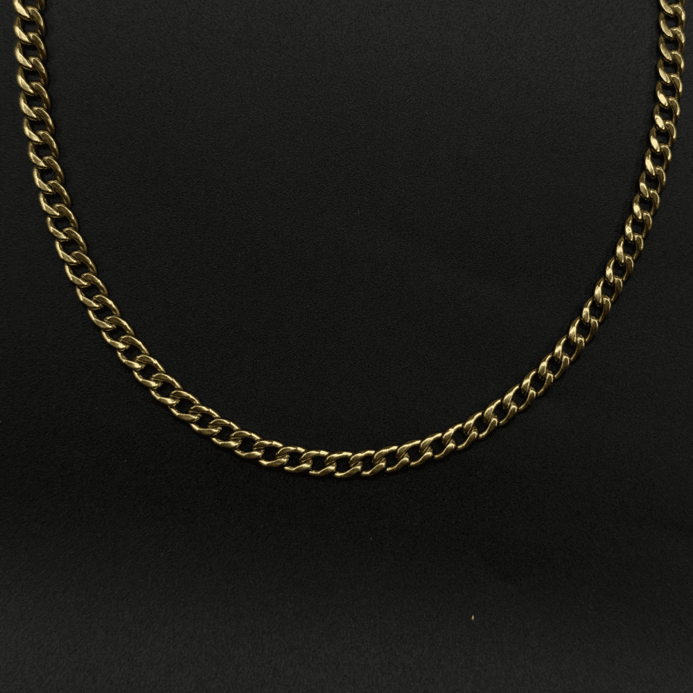 Gold Küba Zinciri Çelik Kolye