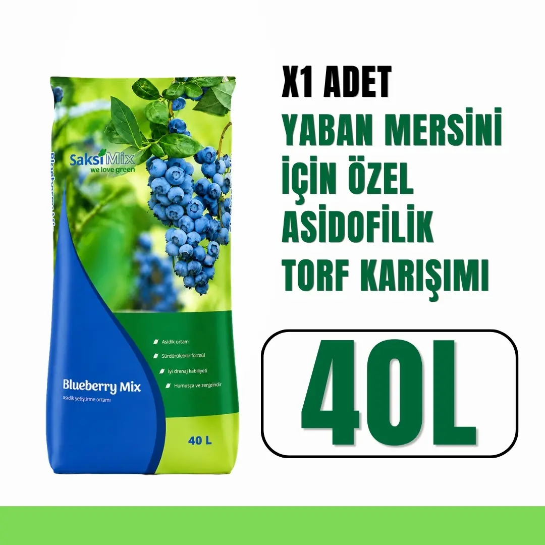 SaksiMix 40 L Yaban Mersini Torfu ve Drenajlı Saksı Seti