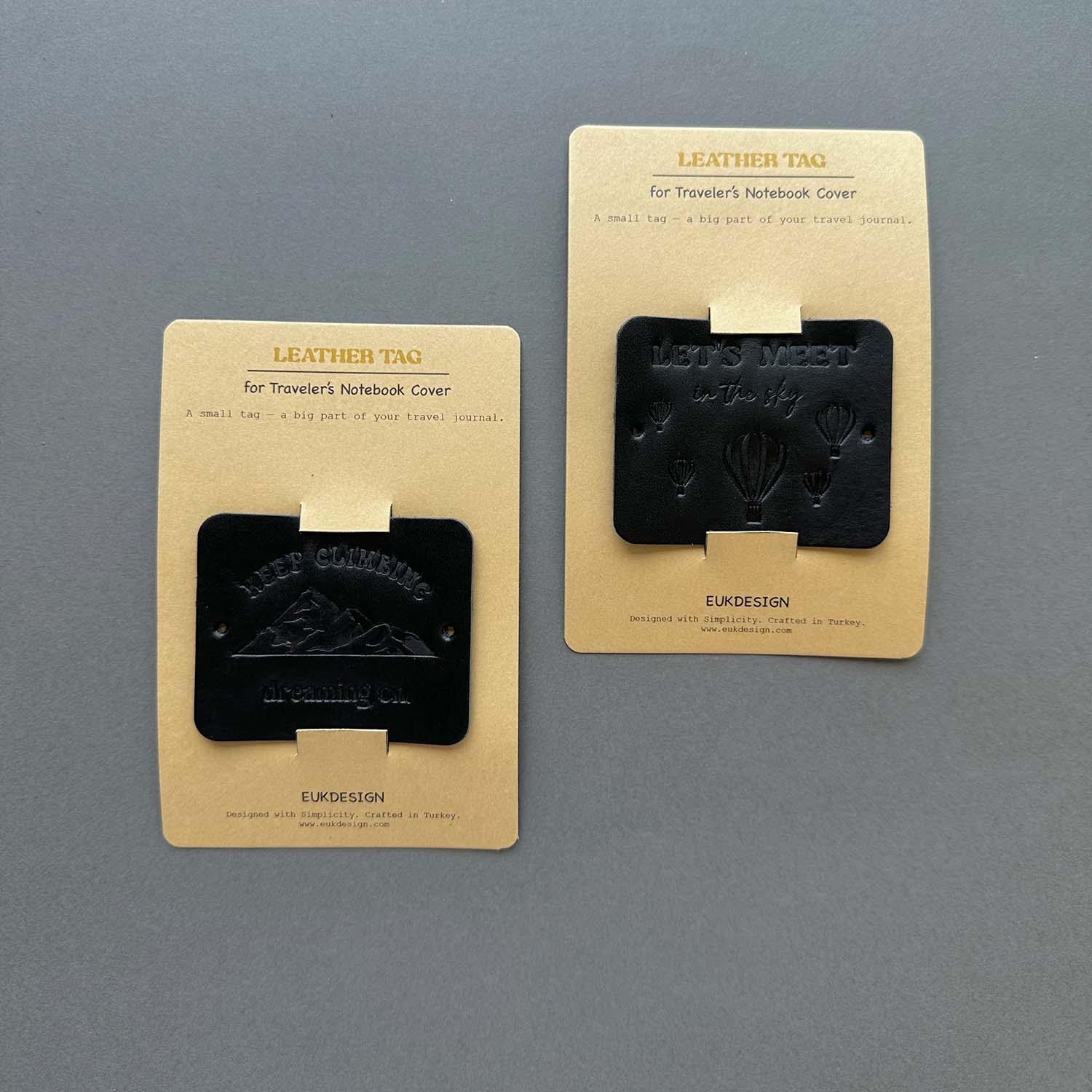 Euk Design Traveler's Notebook için Deri Etiket - Siyah