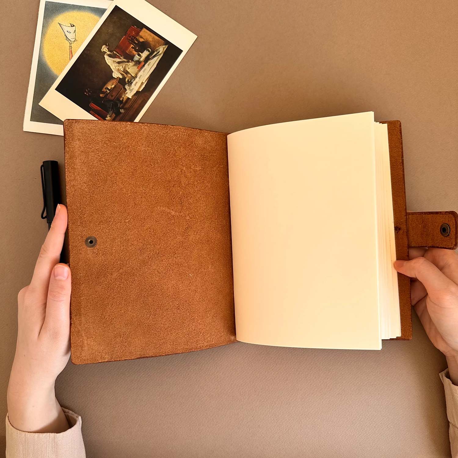 Euk Design A5 Deri Ciltli Defter - Parlak Taba