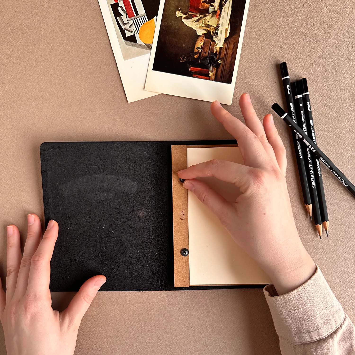 Euk Design A6 Deri Sketchbook - Siyah