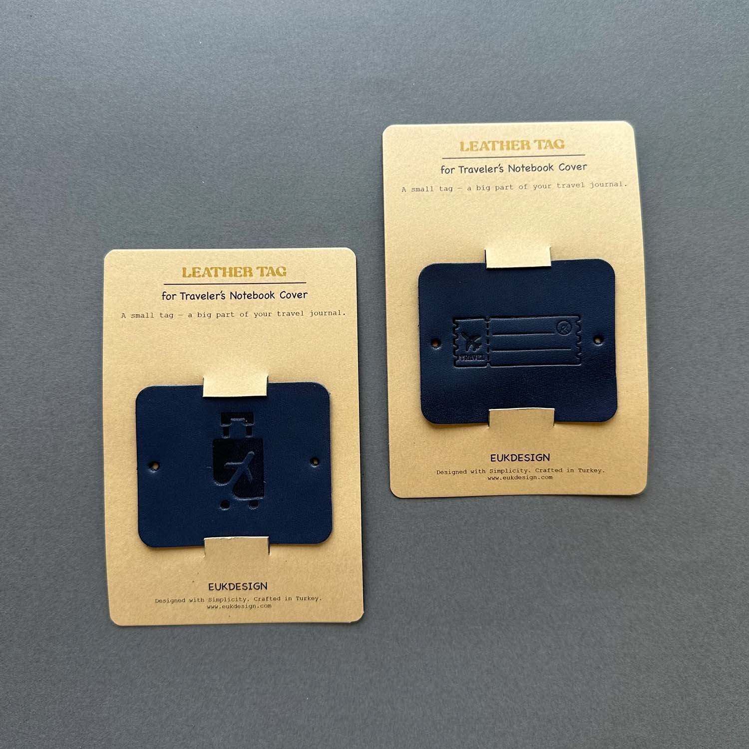 Euk Design Traveler's Notebook için Deri Etiket - Mavi
