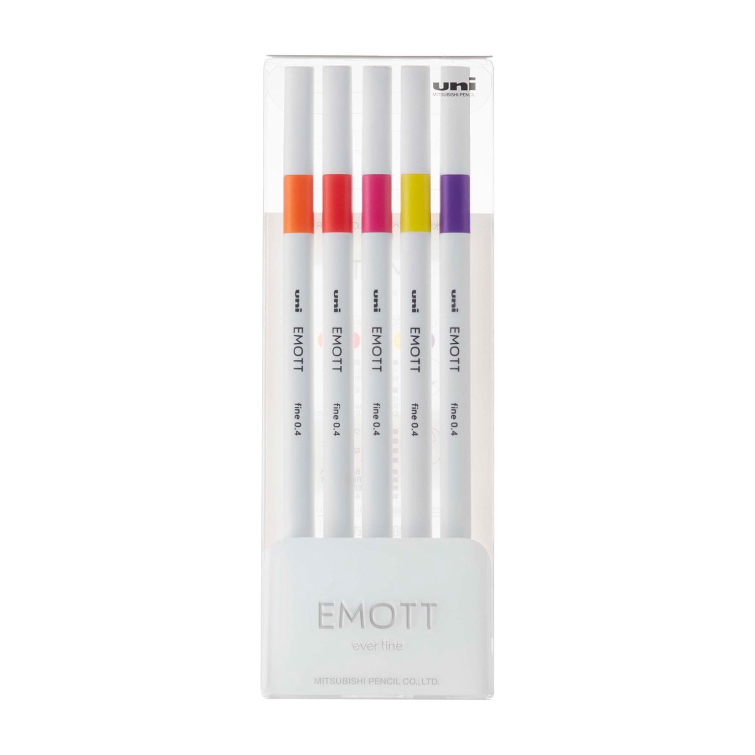 Uni Emott 0.4 mm Fineliner Markör Kalem 5'li Set - Sıcak Renkler