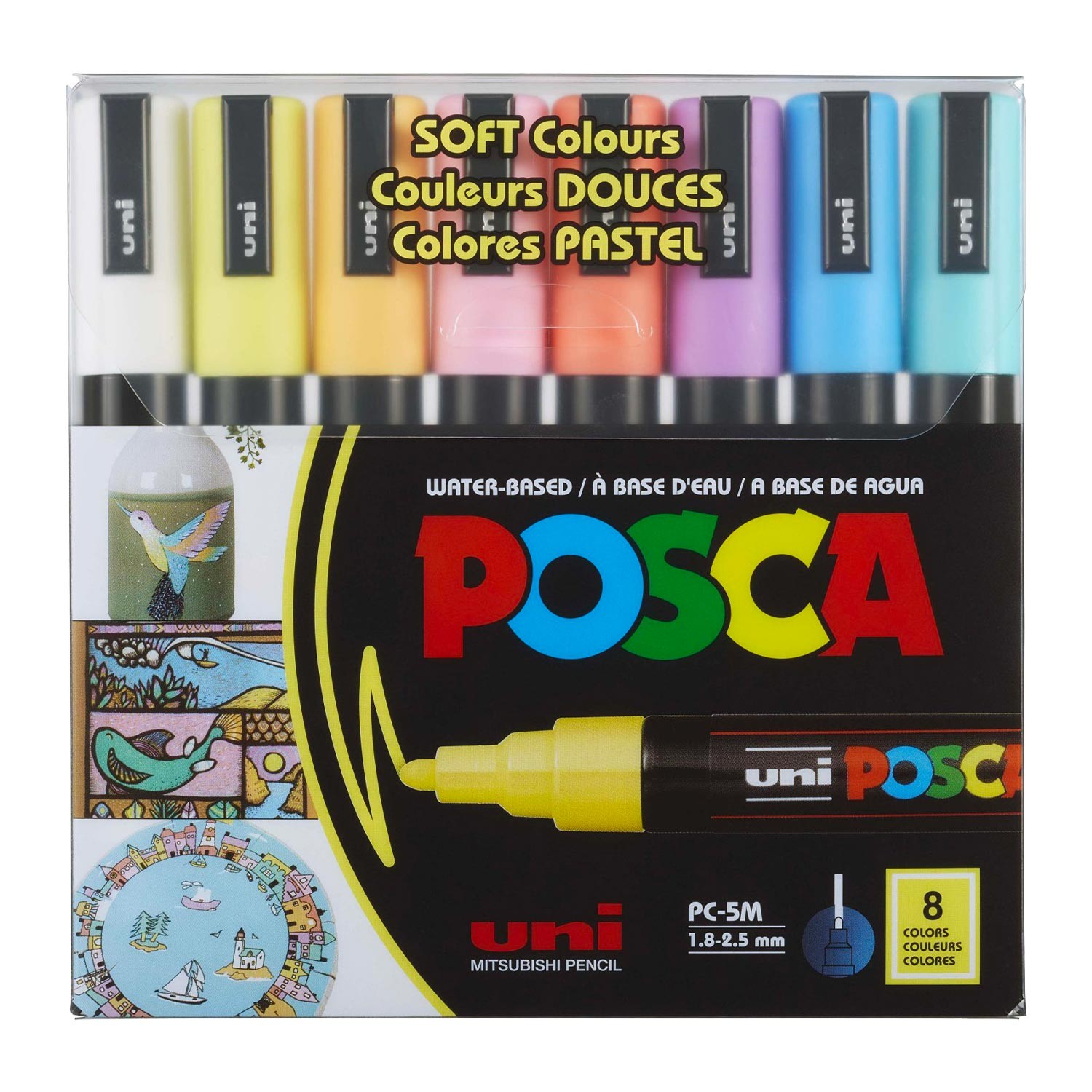 Uni Posca 5M Markör Kalem 8'li Set Soft Renkler