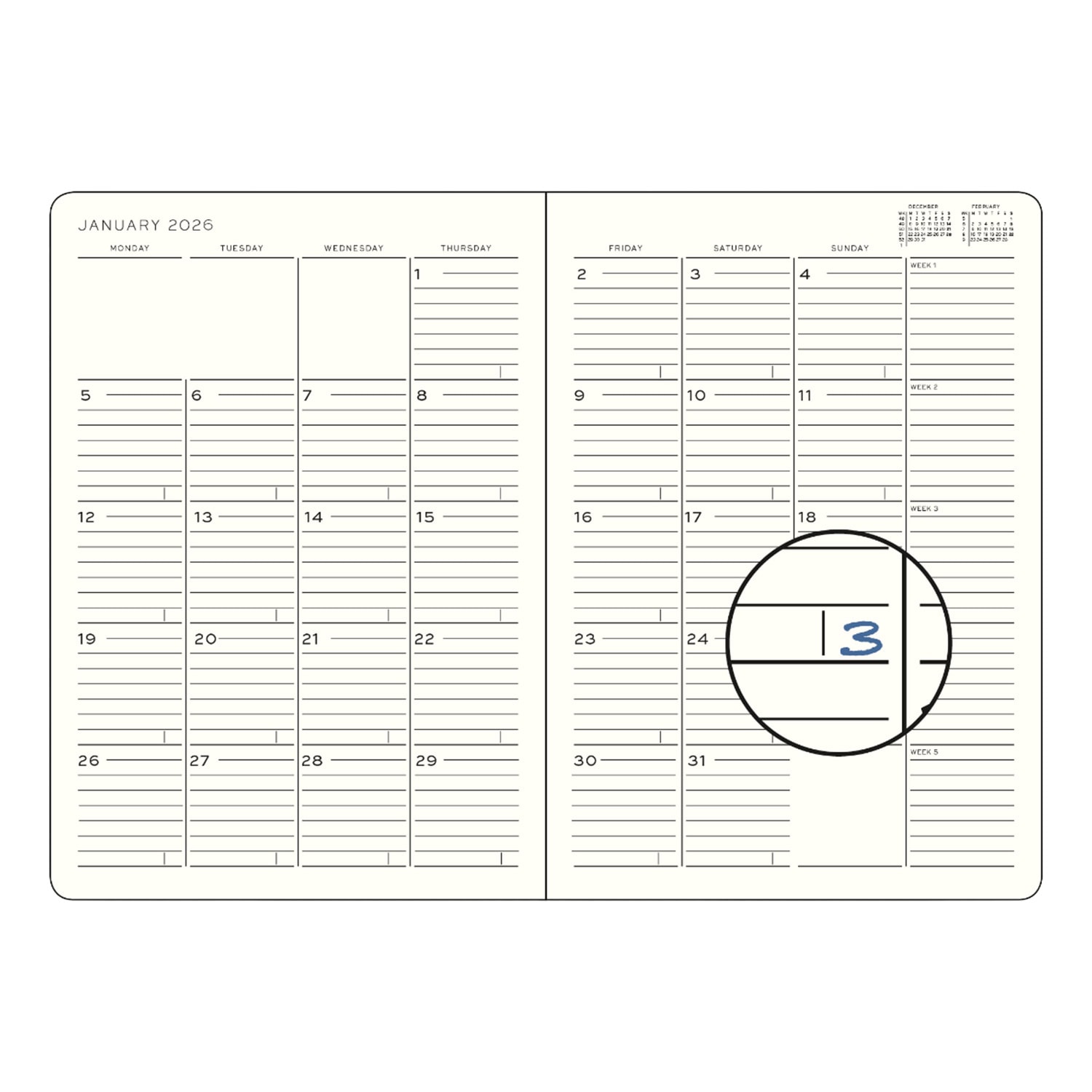 Leuchtturm1917 B6+ 2026 Yumuşak Kapak İngilizce 16 Aylık Ajanda ve Not Defteri