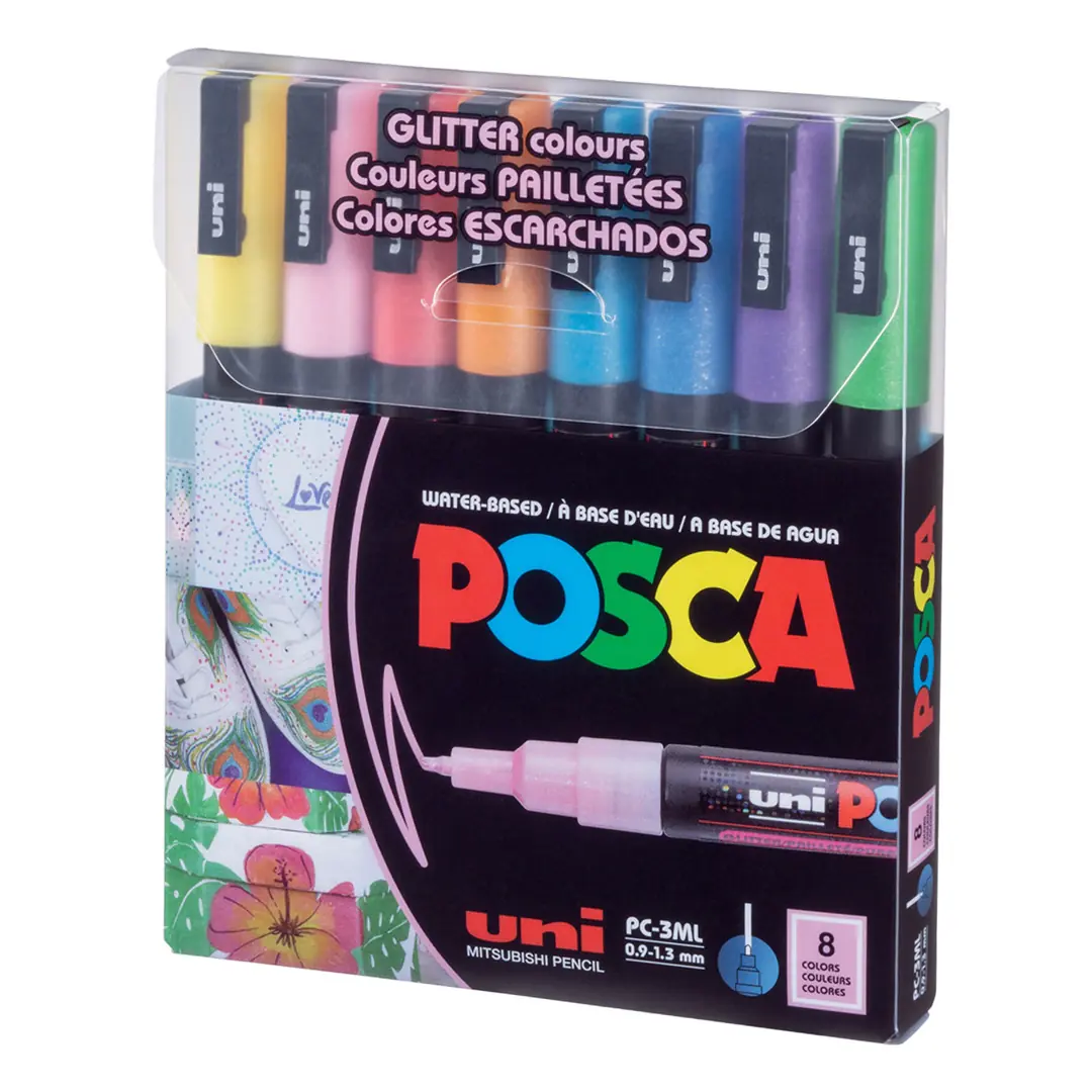 Uni Posca 3M Markör Kalem 8'li Set Simli Renkler Posca 3M Markör