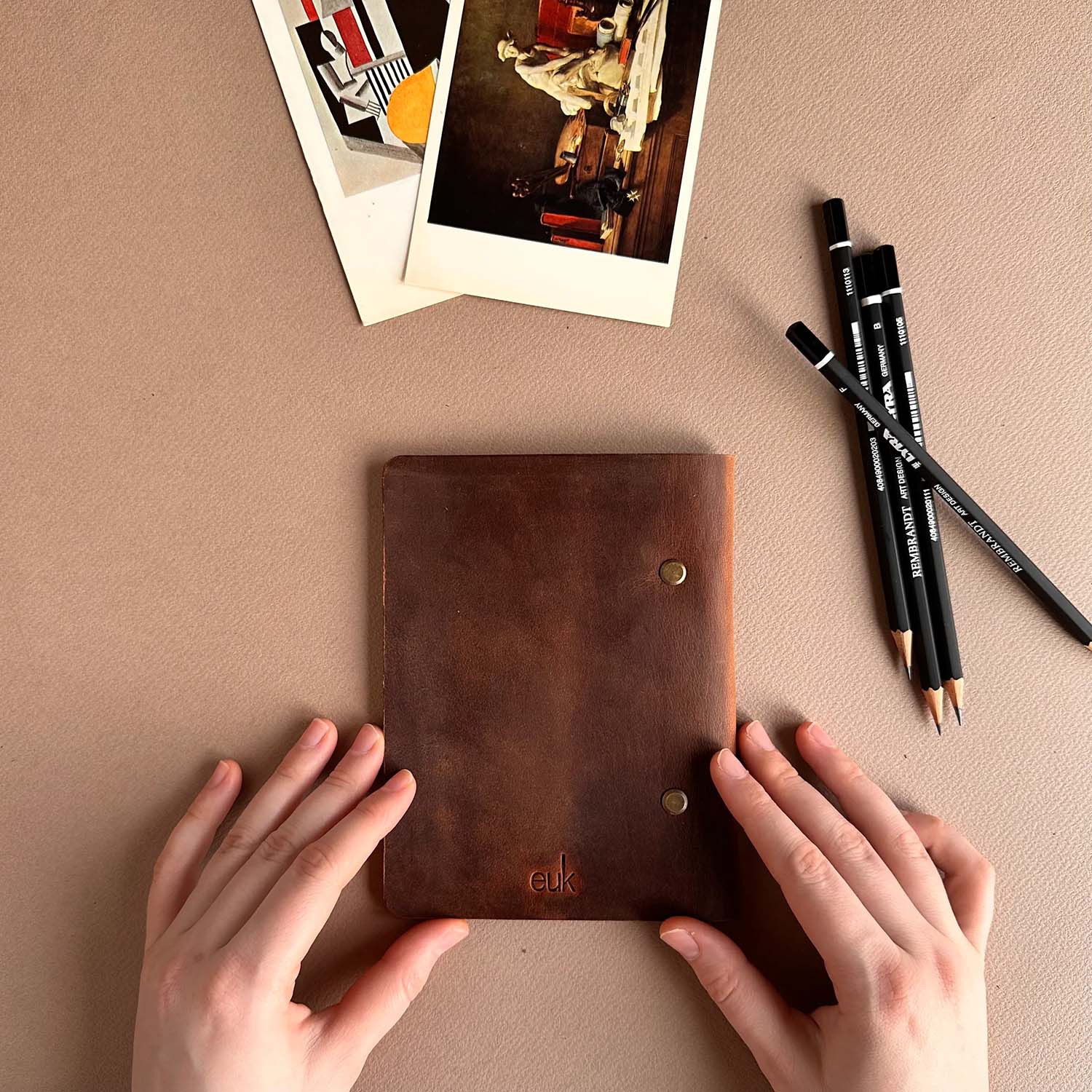 Euk Design A6 Deri Sketchbook - Antik Taba