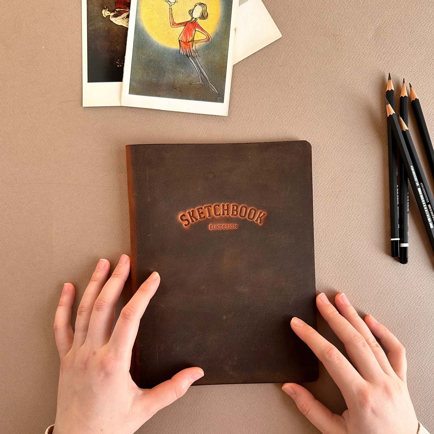 Euk Design A5 Deri Sketchbook - Antik Taba