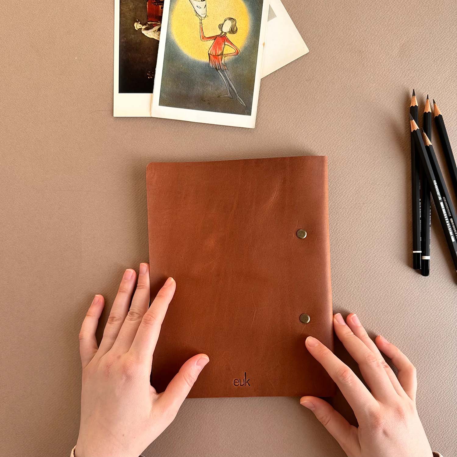 Euk Design A5 Deri Sketchbook - Konyak