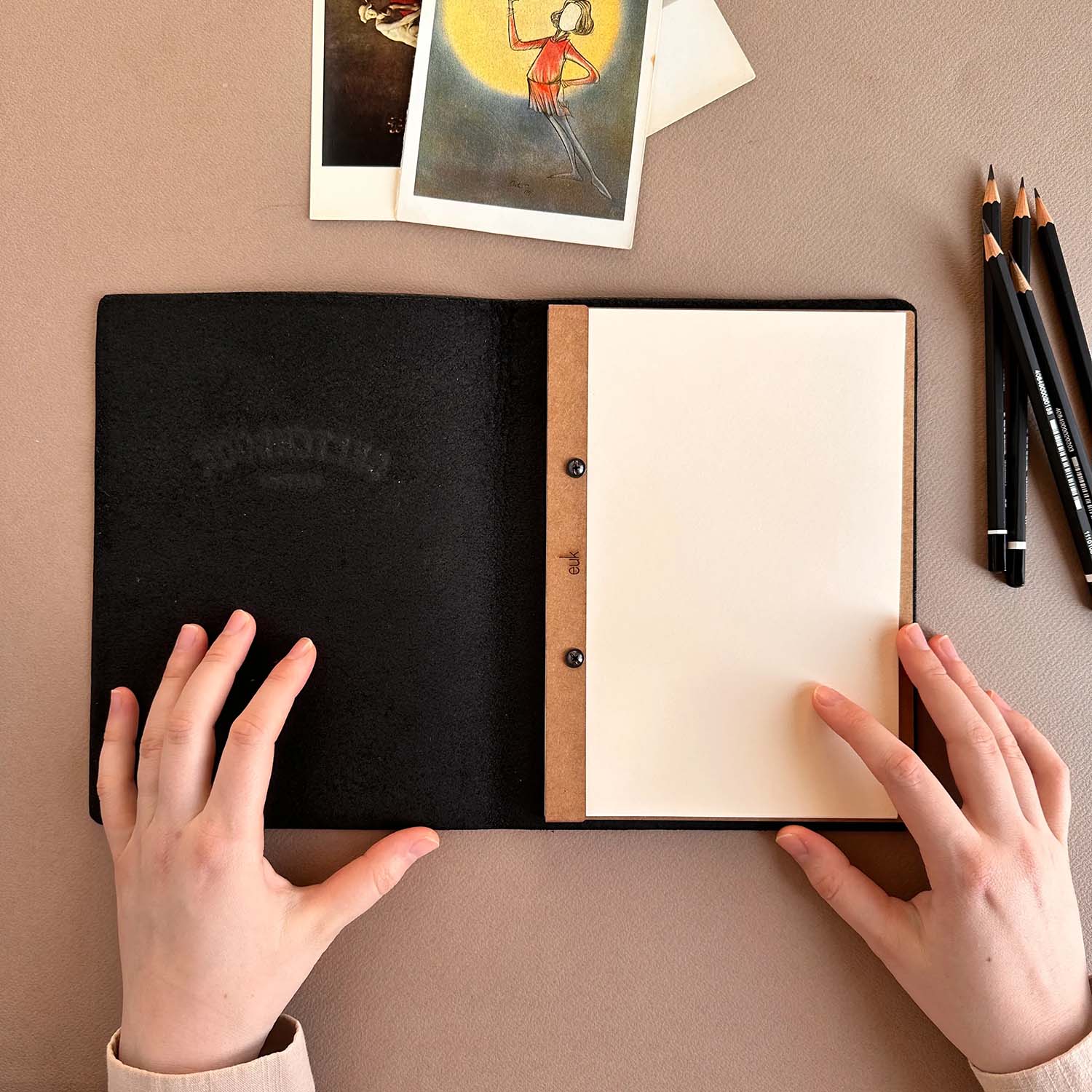 Euk Design A5 Deri Sketchbook - Siyah