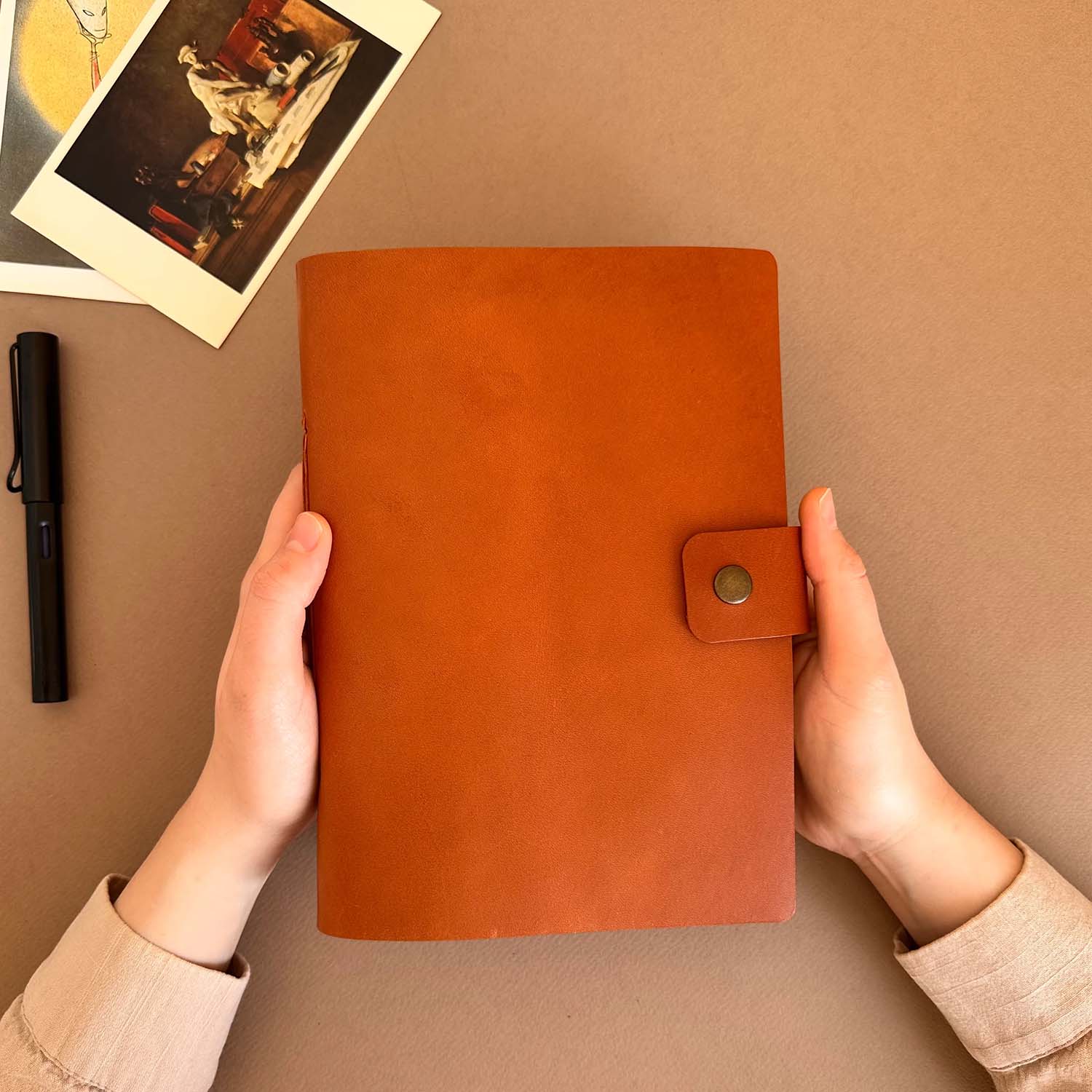 Euk Design A5 Deri Ciltli Defter - Camel