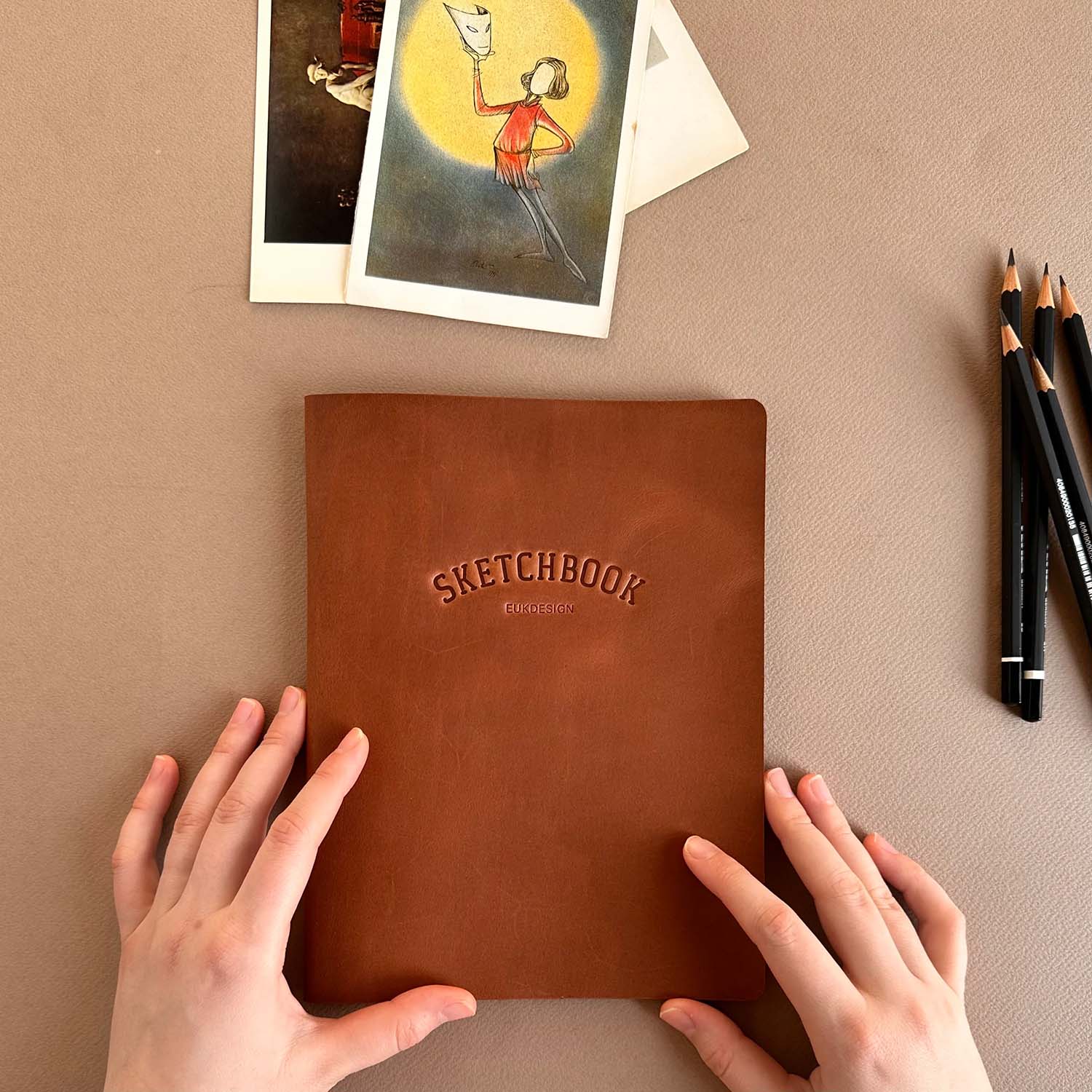 Euk Design A5 Deri Sketchbook - Konyak