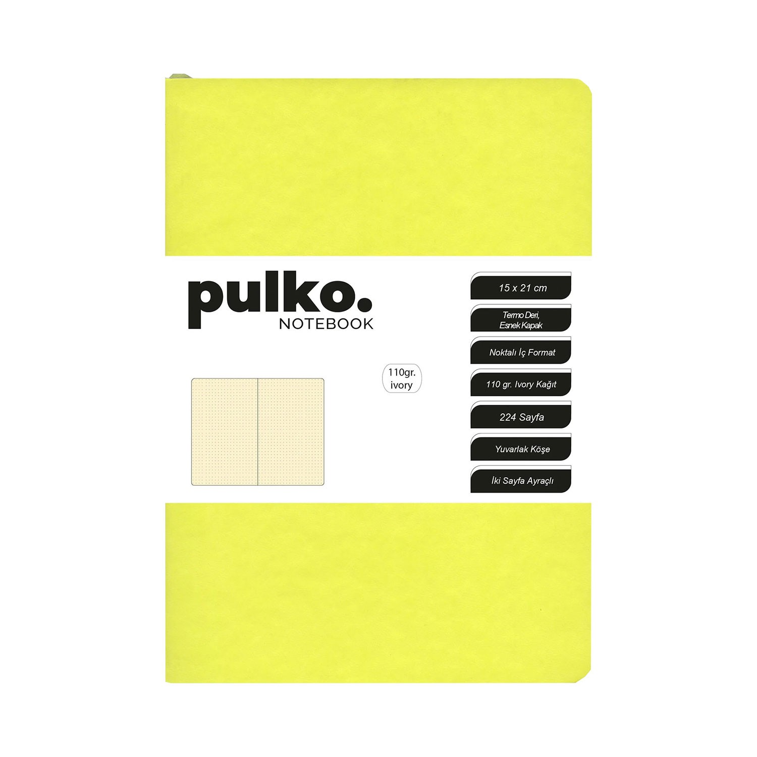 PULKO Notebook A5 Termo Deri Not Defteri - Vanilya