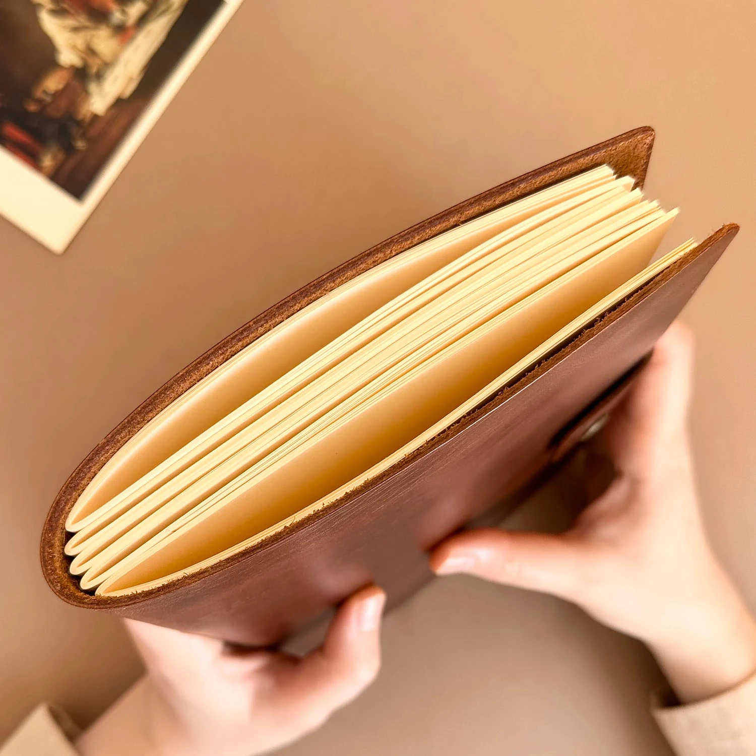 Euk Design A5 Deri Ciltli Defter - Parlak Taba