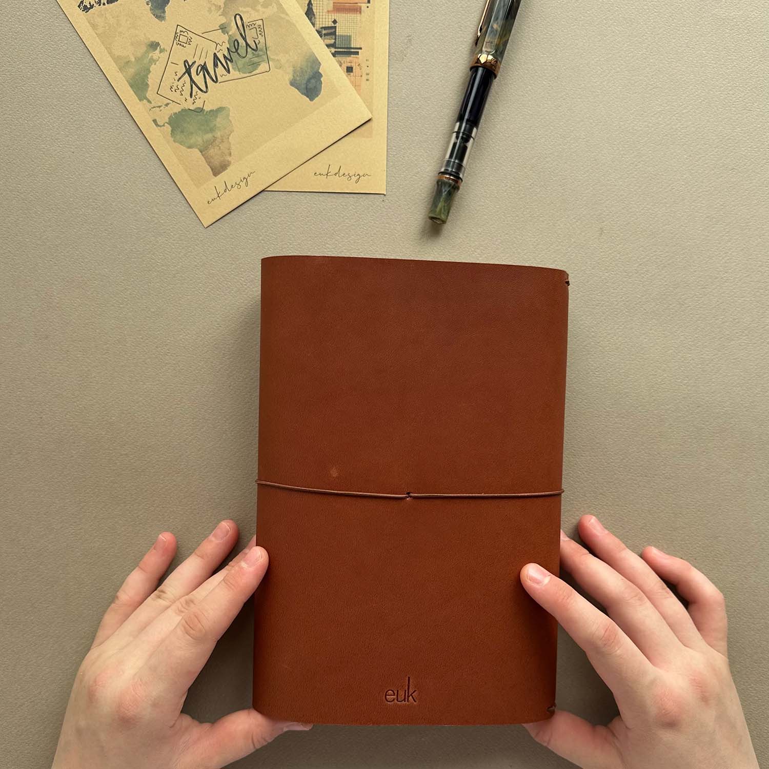 Euk Design A5 Large Size Traveler's Notebook Cover - Rustik Taba