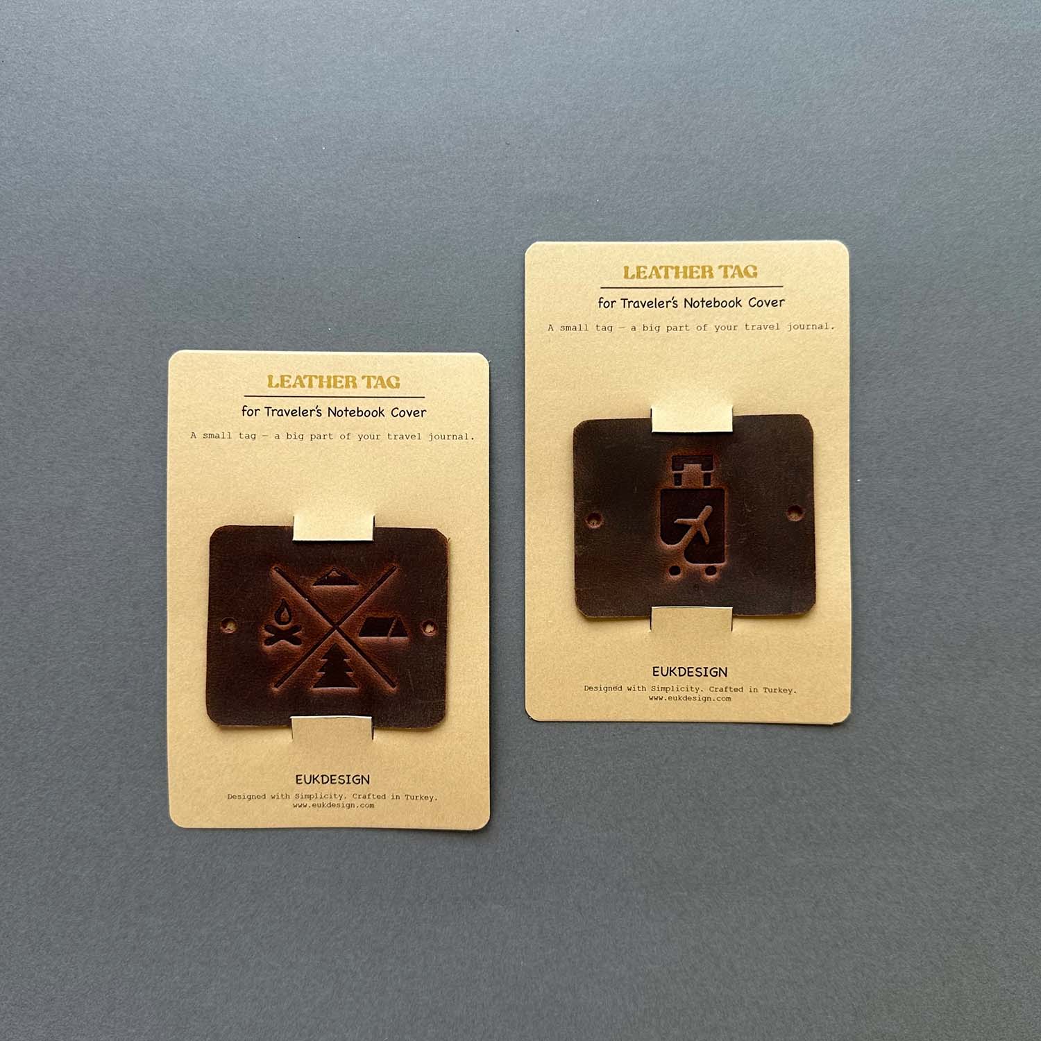 Euk Design Traveler's Notebook için Deri Etiket - Antik Taba