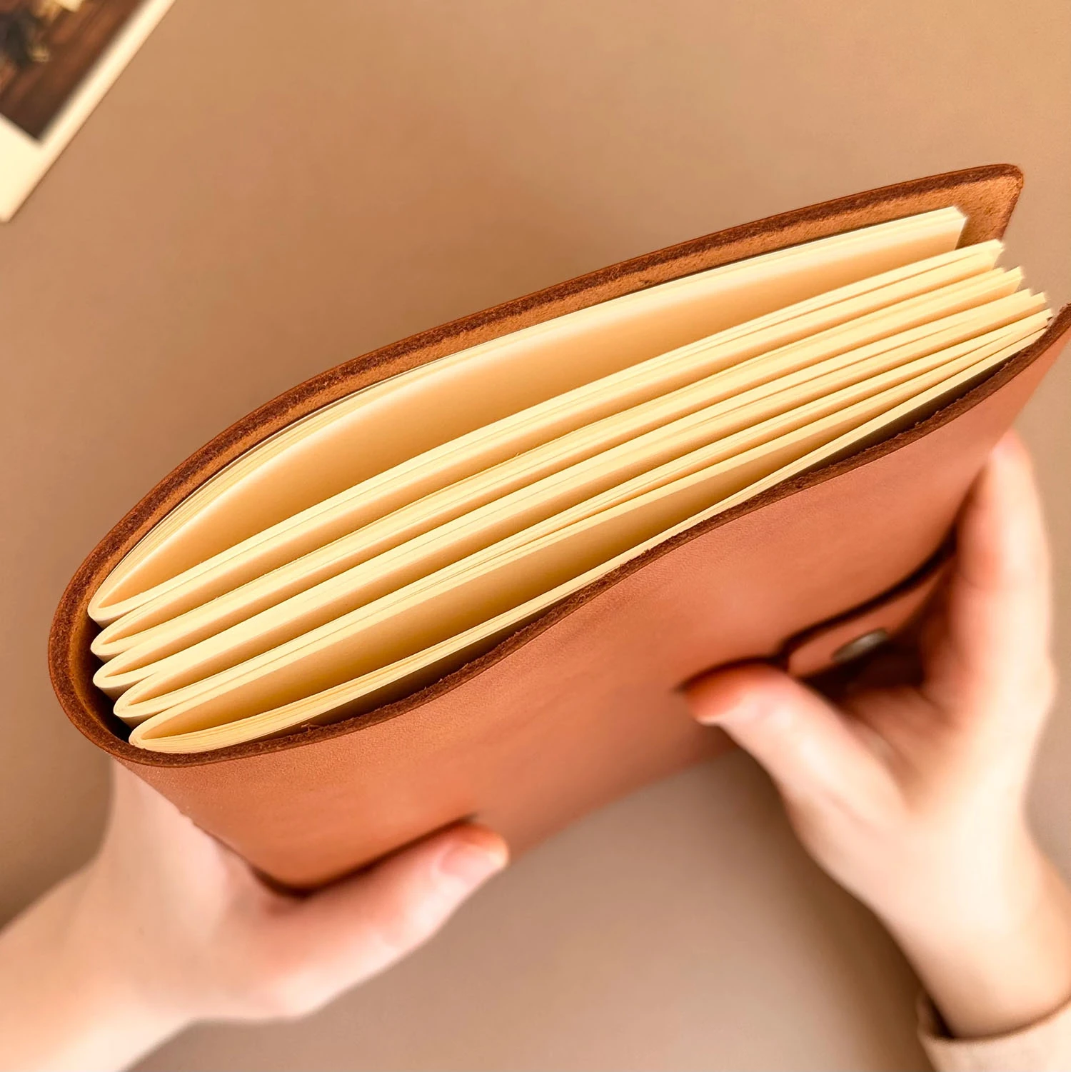 Euk Design A5 Deri Ciltli Defter - Camel