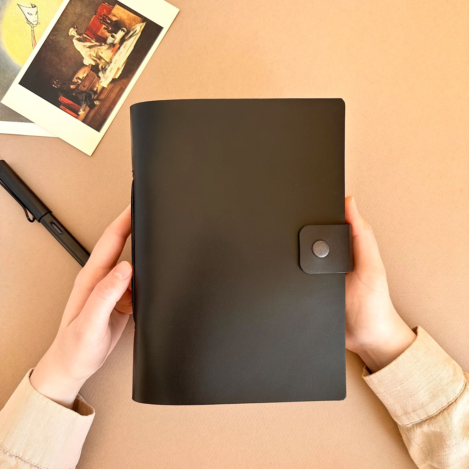 Euk Design A5 Deri Ciltli Defter - Siyah