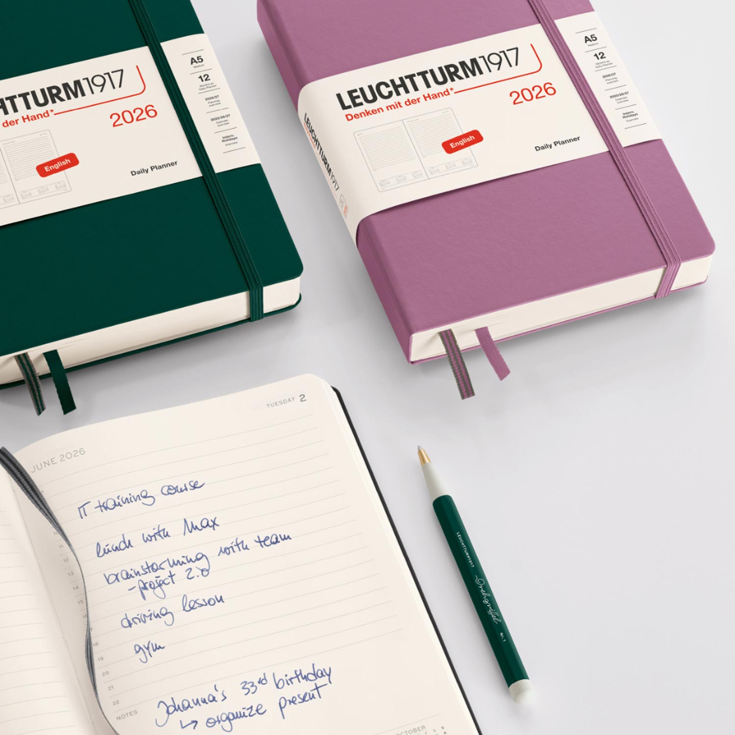 Leuchtturm1917 A5 2026 Sert Kapak İngilizce Günlük Ajanda