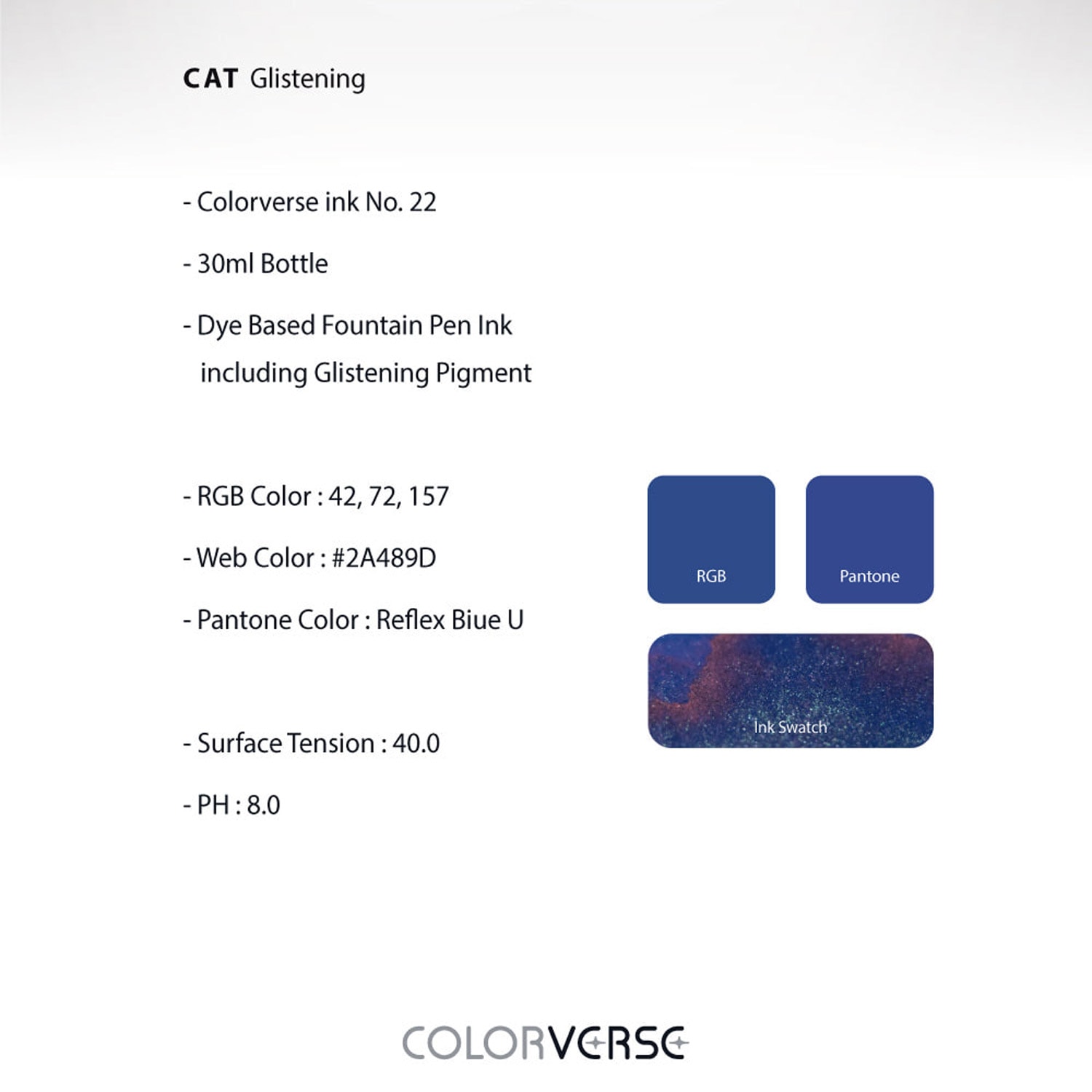 Colorverse No. 22 Cat Glistening Şişe Mürekkep - 30 ml