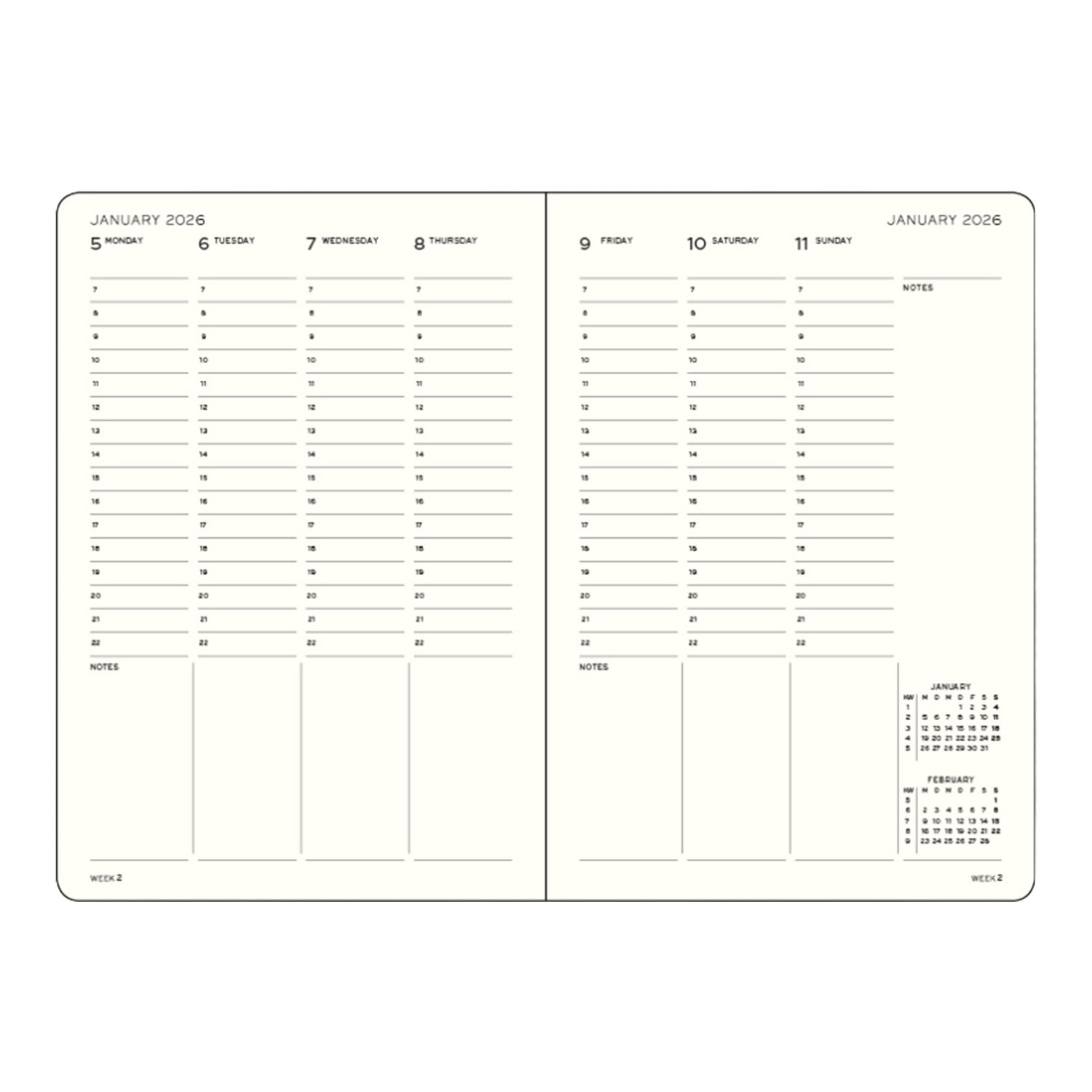 Leuchtturm1917 A4 2026 Sert Kapak İngilizce 18 Aylık Hafta Ajandası