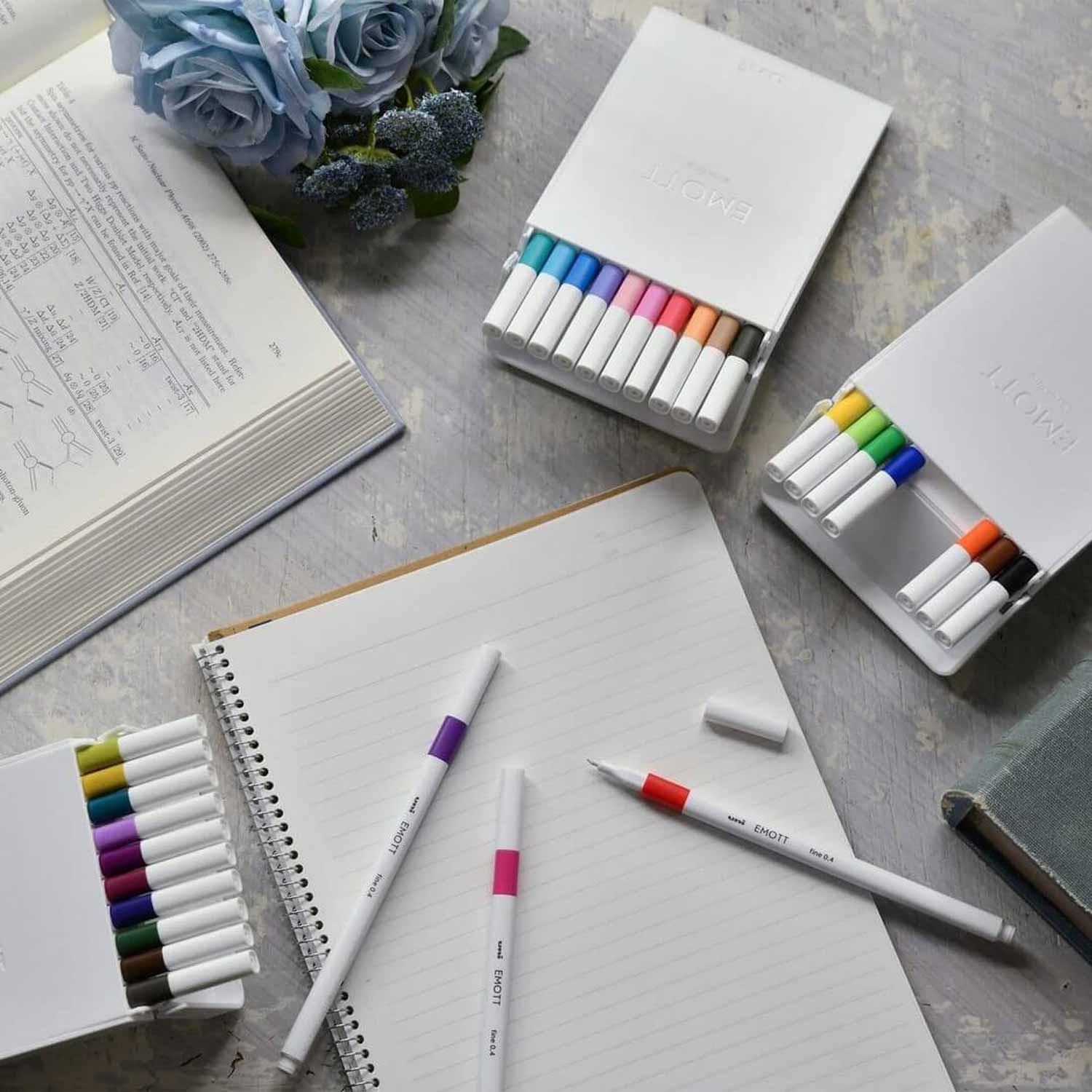 Uni Emott 0.4 mm Fineliner Markör Kalem 5'li Set - Retro Renkler