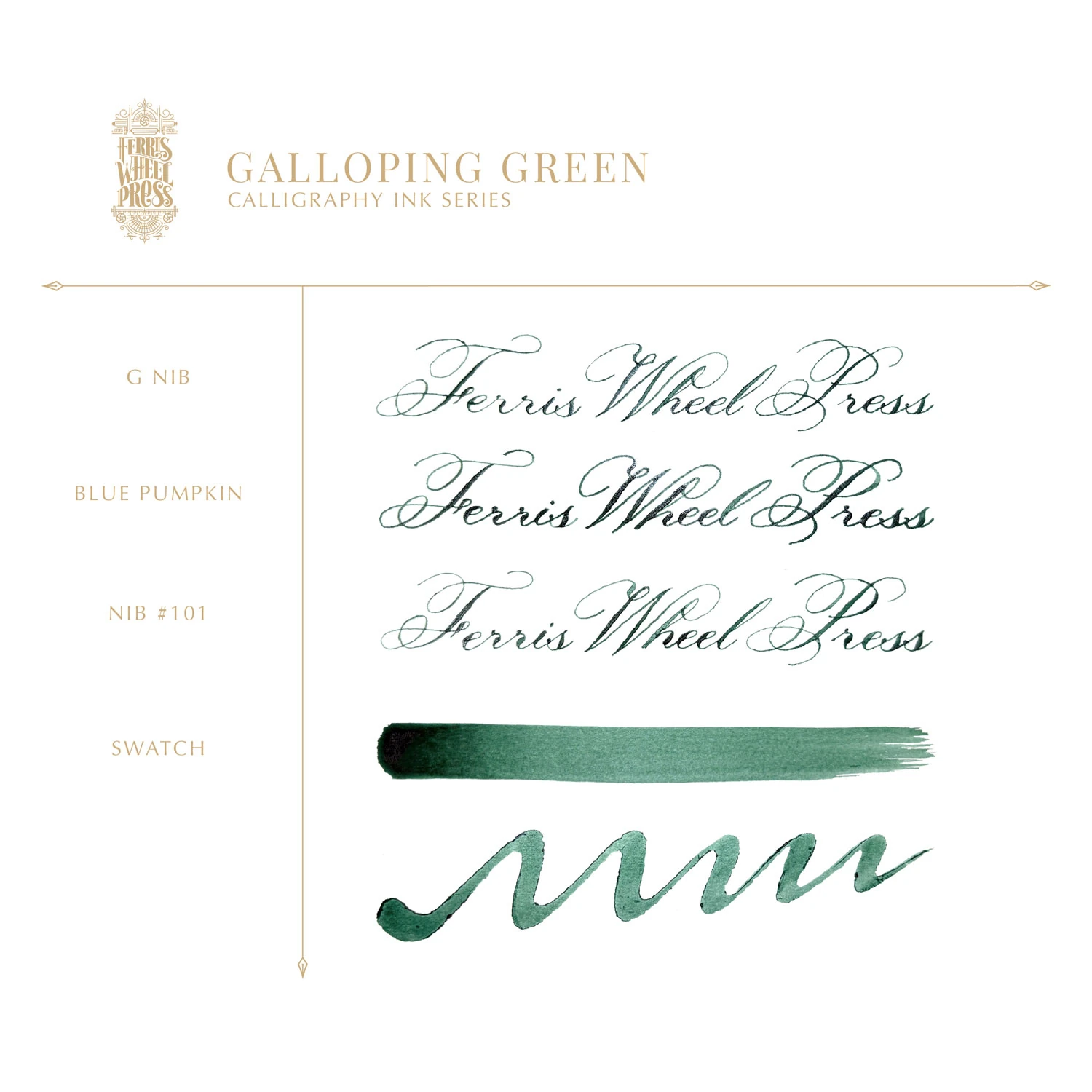 Ferris Wheel Press Galloping Green Kaligrafi Şişe Mürekkep - 28 ml