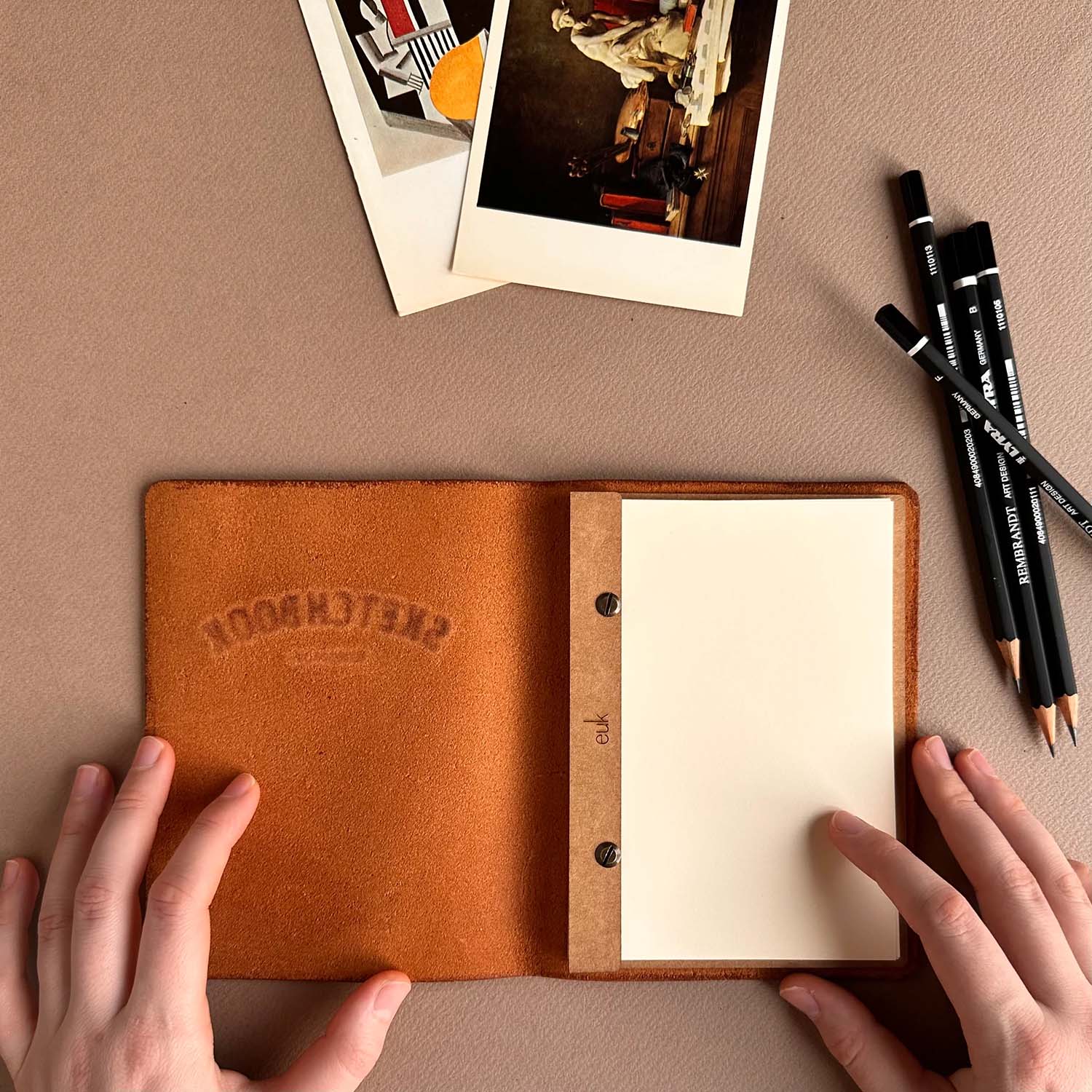 Euk Design A6 Deri Sketchbook - Camel